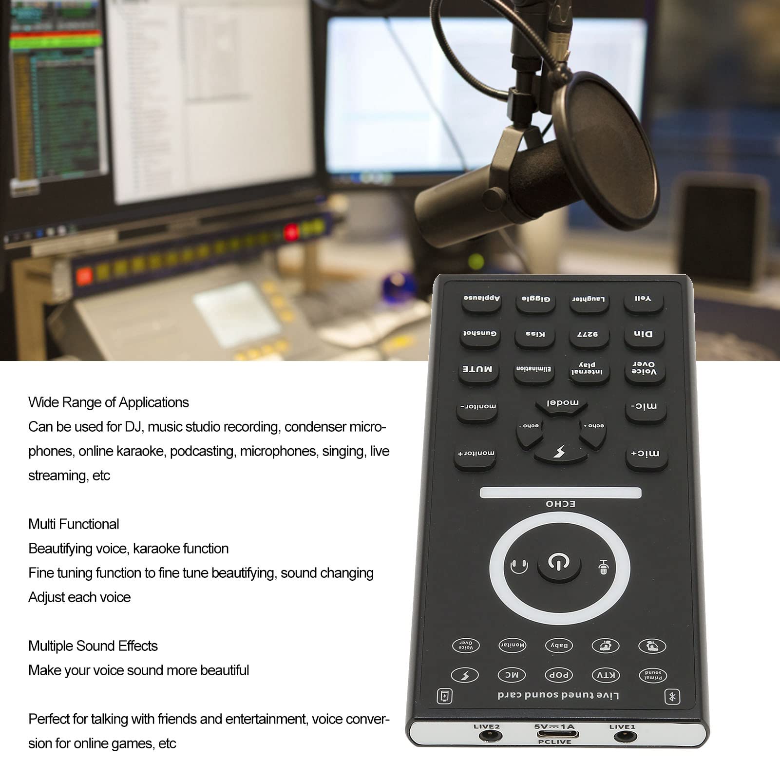 Best Gaming Voice Changer & Sound Card for PC/Mobile - Live Stream Voice Disguiser with Multiple Sound Effects | Perfect for Twitch, Discord & Gaming Content Creation