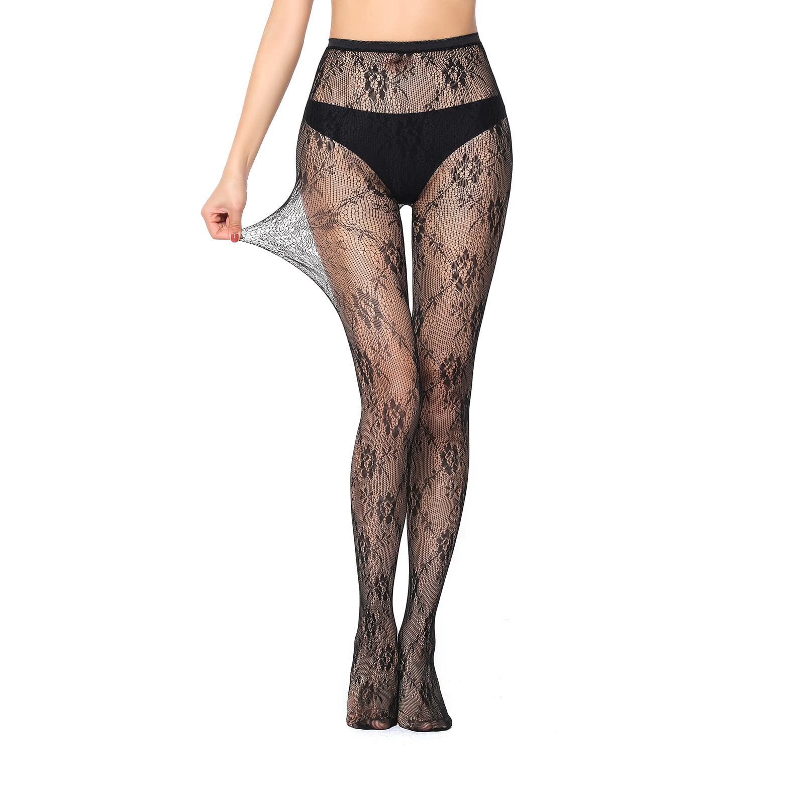 Sexy Fishnet Stockings for Women - Lace Mesh Patterned Tights with Floral Design, Sheer Pantyhose & Leggings - Perfect for Parties, Cosplay & Night Out