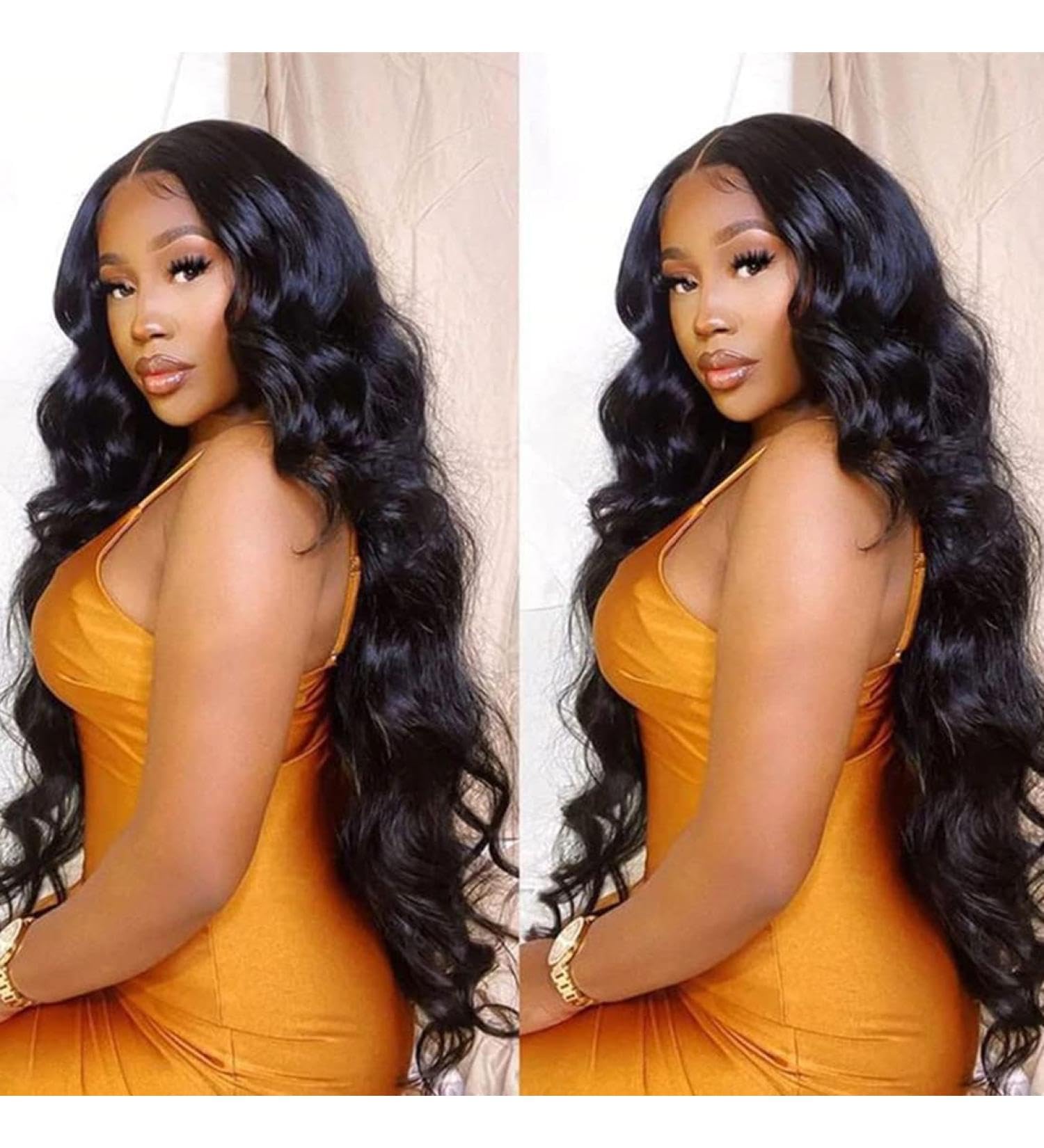 13x4 HD Transparent Lace Front Wigs Human Hair - Body Wave Glueless Wigs for Black Women | Pre-Plucked 180% Density Natural Black Wavy Lace Frontal Wig (22 Inch) | Perfect for Daily Wear, Parties & Special Occasions