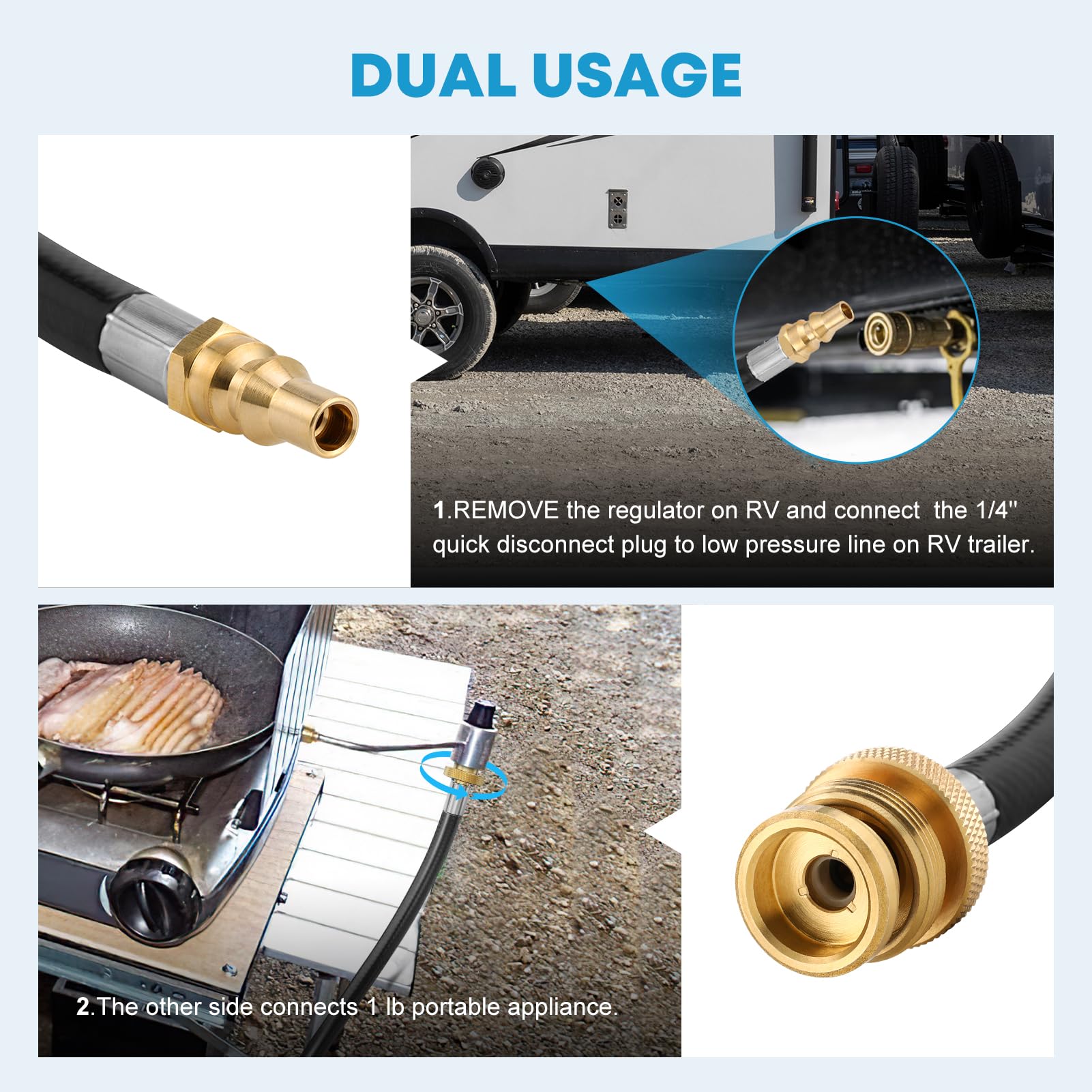 Kohree 7ft RV Quick Connect Propane Hose - 1/4
