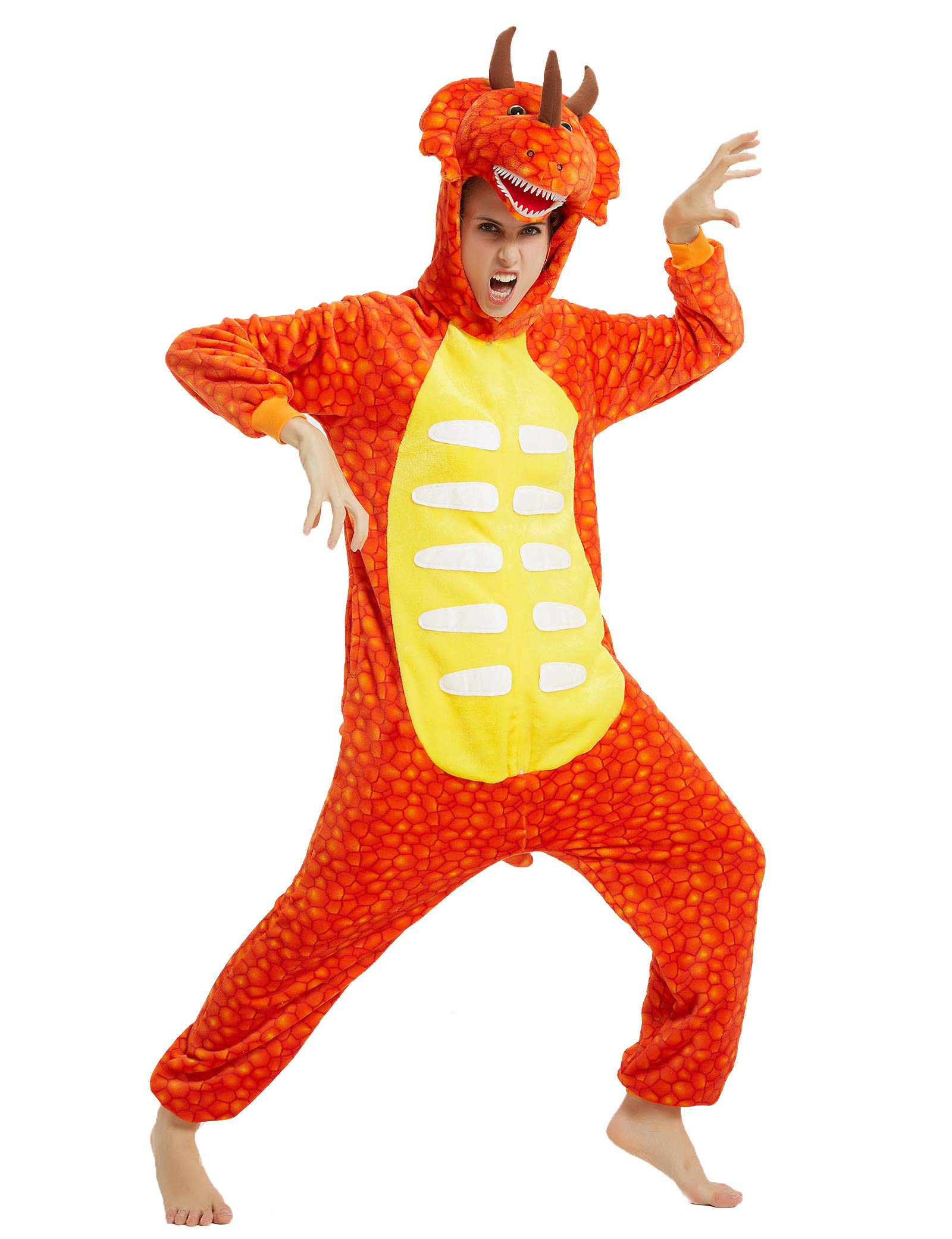 **Dinosaur Costume Onesie for Women - Soft & Comfortable Adult Pajama Jumpsuit | Perfect for Halloween, Cosplay, and Loungewear**