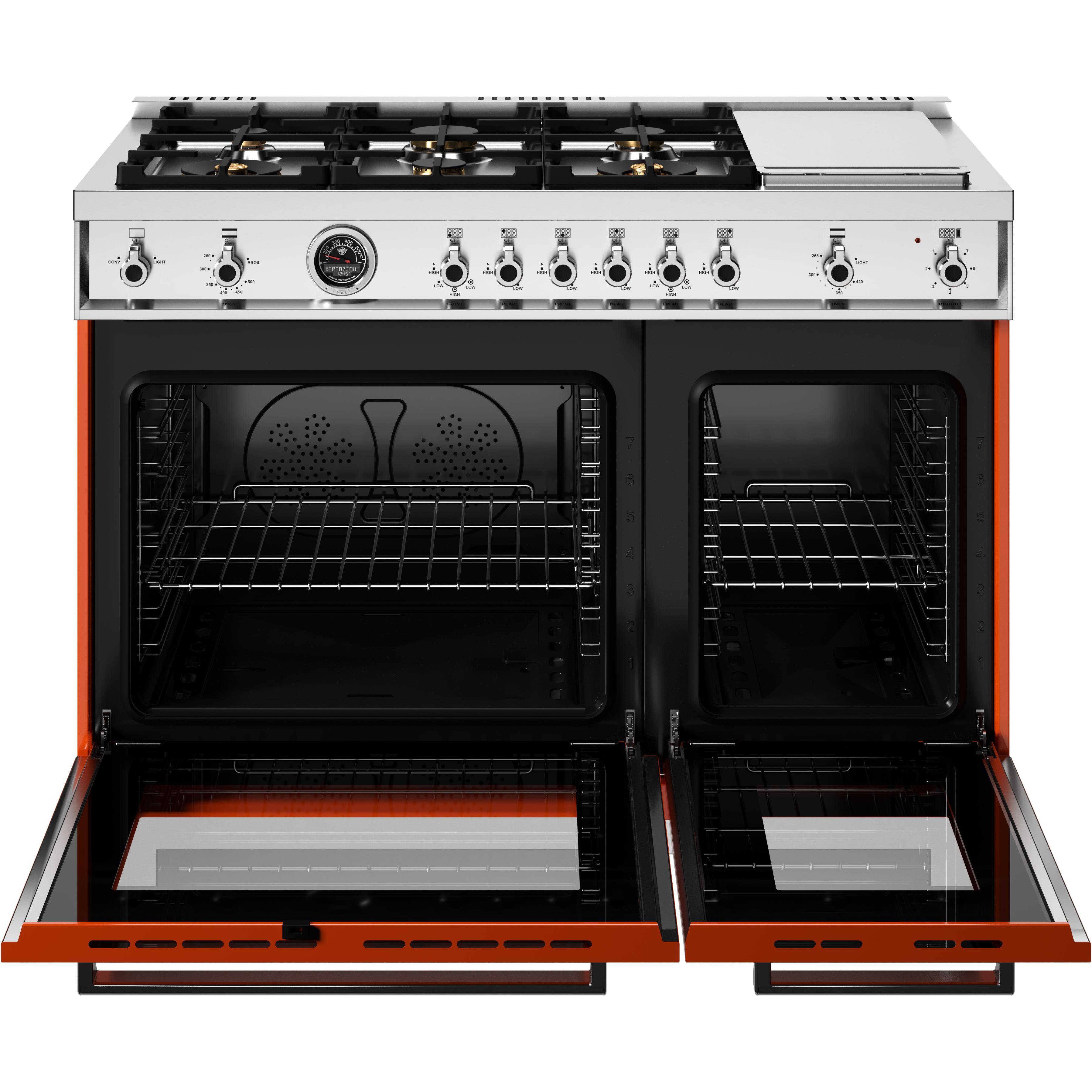 Bertazzoni PRO486BTFGMART 48-Inch Freestanding Gas Range - Professional Stainless Steel Oven with 6 Burners & Griddle for Home Chefs - Perfect for Gourmet Cooking & Large Family Meals