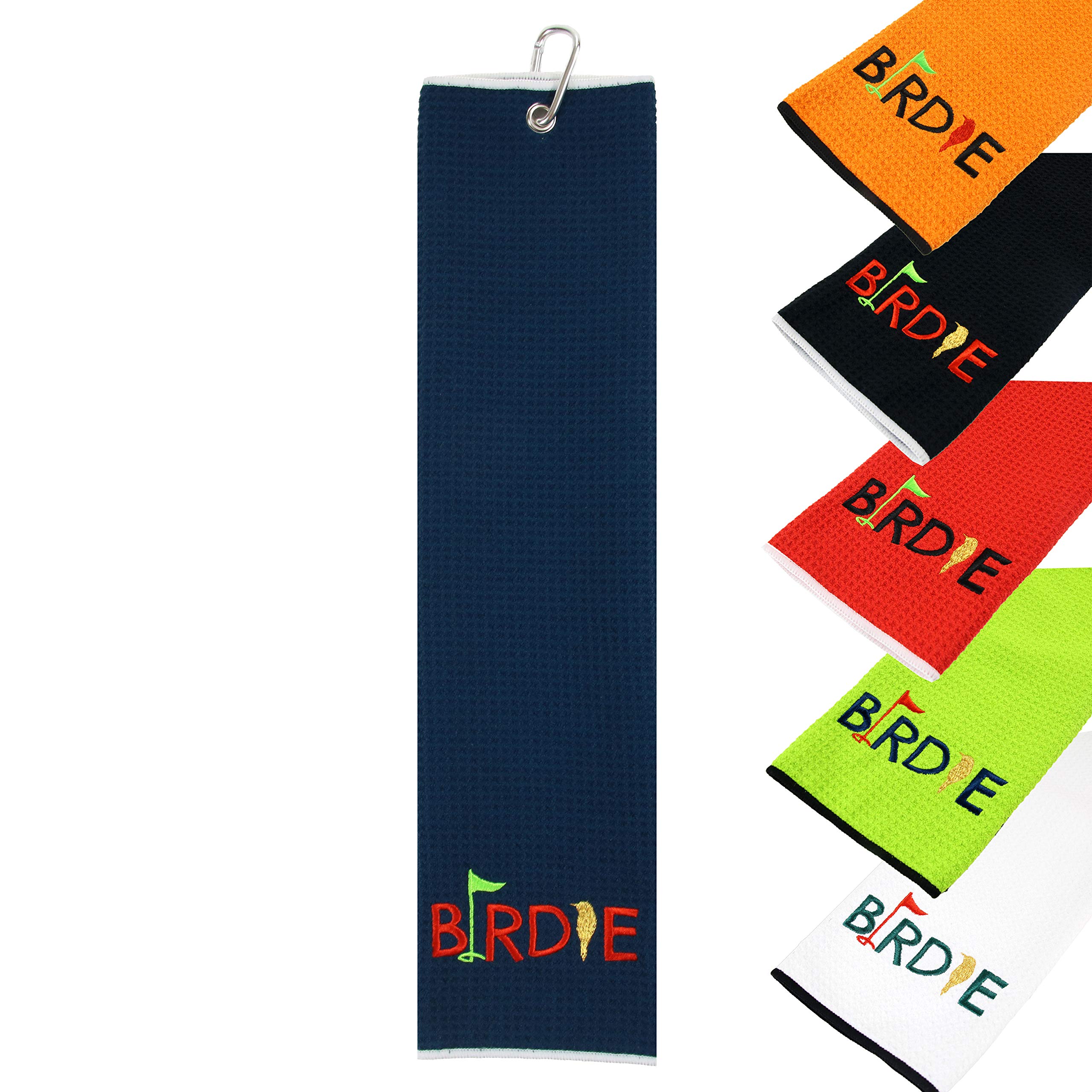 Premium Microfiber Golf Towel - Tri-fold Waffle Design with Carabiner Clip | 16
