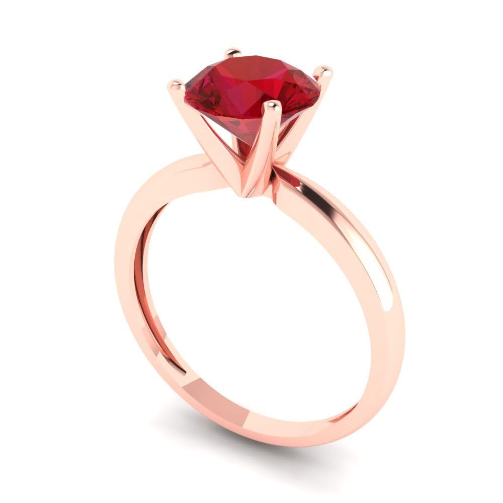1.50 ct Round Cut Solitaire VVS1 Red Ruby Engagement Ring for Women - 14k Rose Gold Wedding, Bridal & Anniversary Jewelry Gift | Perfect for Proposals, Valentine's Day & Special Occasions