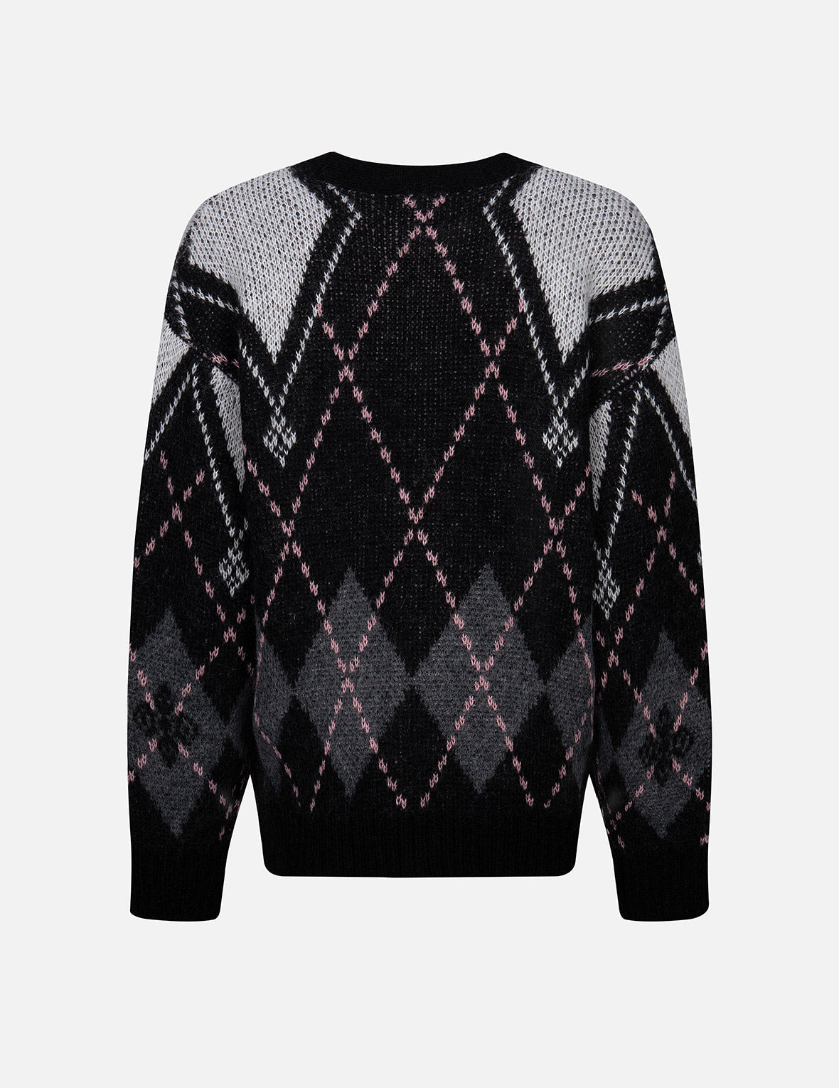 Stylish Logo & Seagull Embroidered Argyle Cardigan Sweater - Cozy Relaxed Fit Knitwear for Men & Women | Perfect for Casual Outings, Office Wear & Autumn Layering
