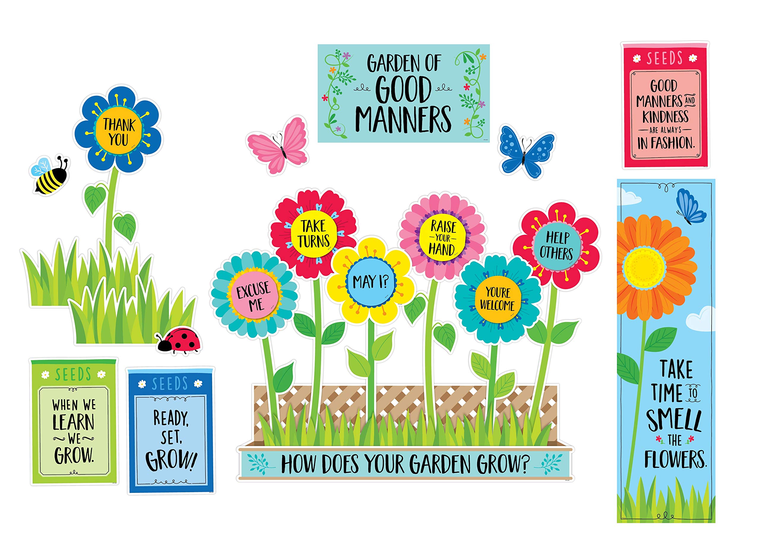Creative Teaching Press Garden of Good Manners Classroom Decor Cut-Outs & Banner - Colorful Educational Bulletin Board Set for Preschool Elementary School Teachers - Perfect for Behavior Management and Social Skills Learning