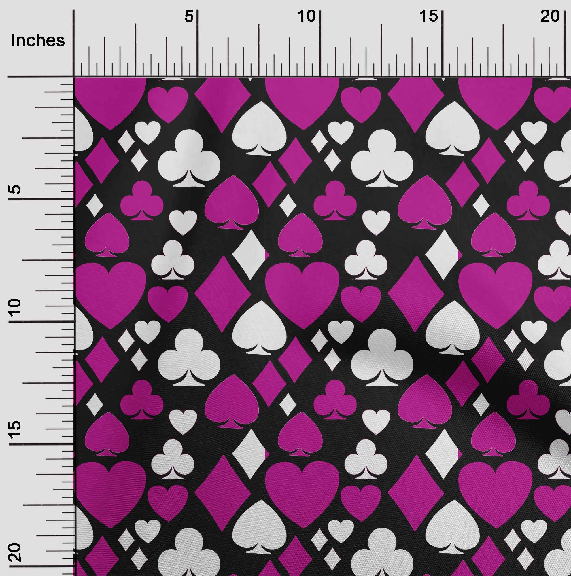 Premium Cotton Silk Fuschia Pink Poker Card Print Fabric by The Yard - 42 Inch Wide Material for Dresses, Blouses & DIY Fashion Projects | Perfect for Evening Wear, Costumes & Unique Apparel Designs