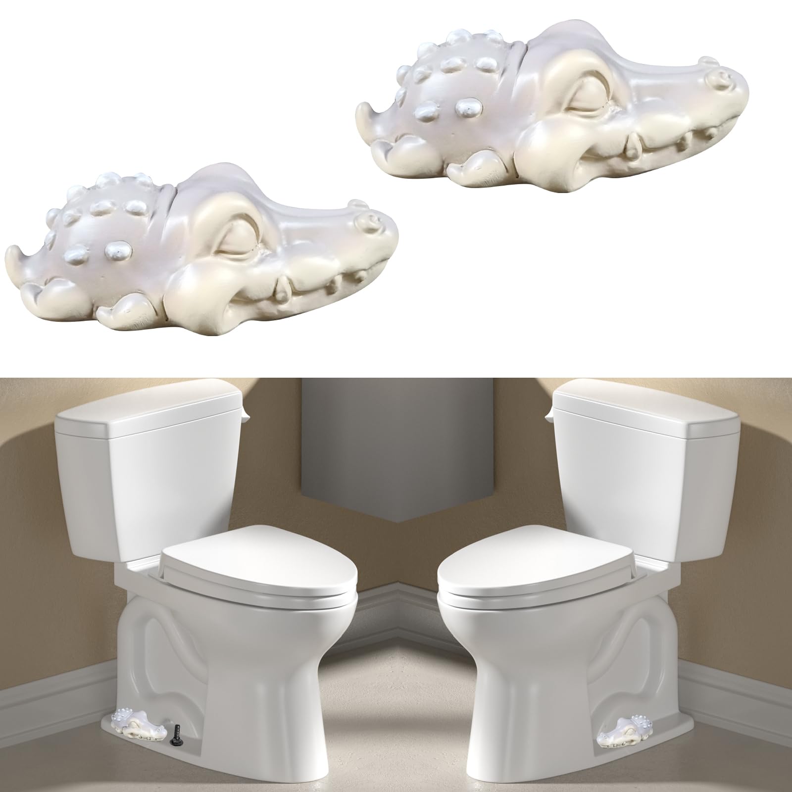Decorative Resin Toilet Bolt Caps - 2-Pack Bathroom Accessories for Rust Prevention & Easy Installation | Durable Toilet Seat Cover Caps for Home, Hotel & RV Use (Crocodile Design)