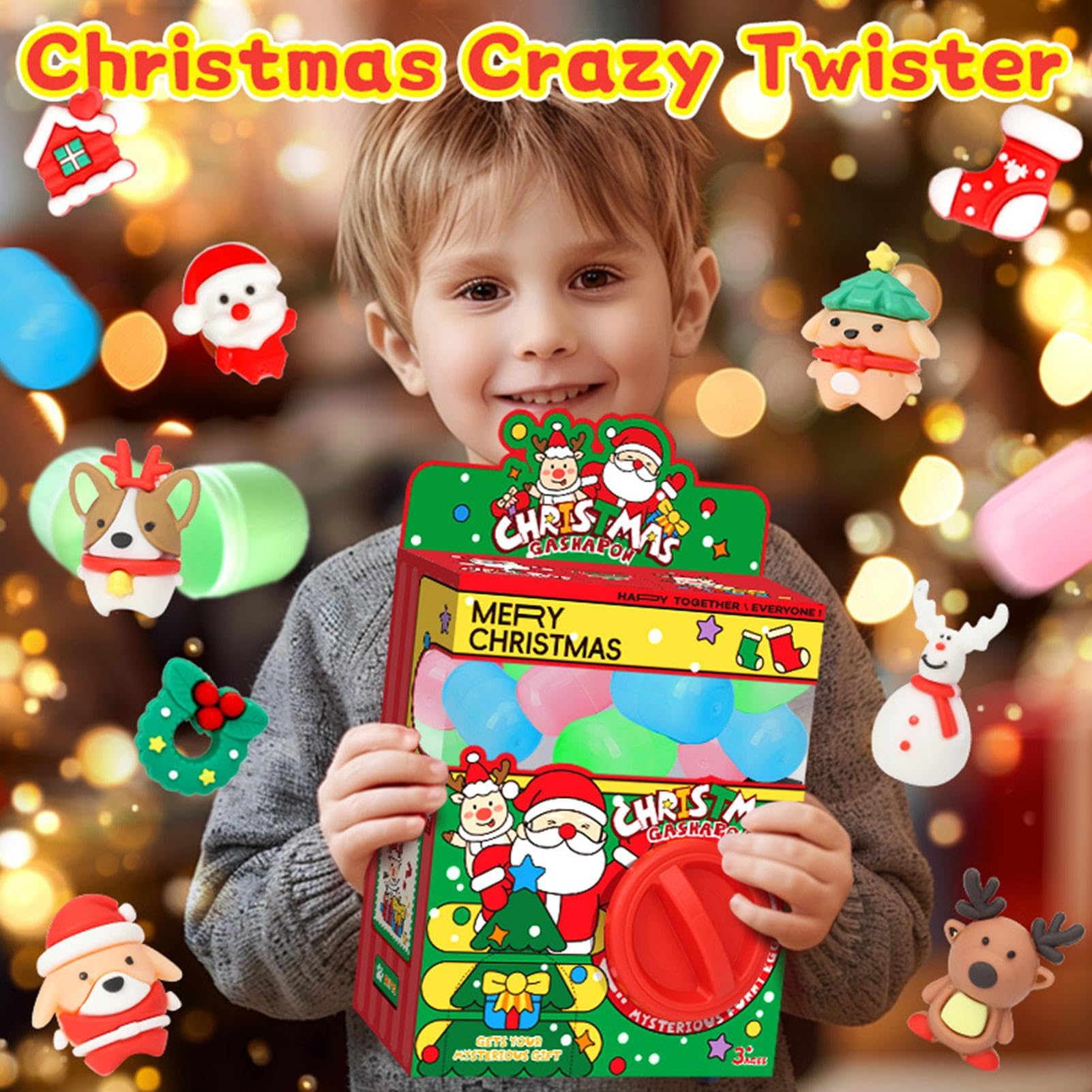 Huayeex Mini Gashapon Toy Claw Machine - Christmas Candy Dispenser with 6 Prize Eggs | Fun Arcade-Style Game for Kids Birthday Parties, Carnival Prizes & Family Entertainment