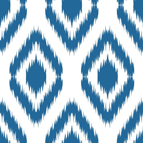 PinPix 34x22 Inch Cork Bulletin Board with Ikat Navy Design & Satin White Frame - Decorative Framed Pin Board for Home Office Decor, School Classroom, Dorm Room Organization & Message Display (PinPix-1634)