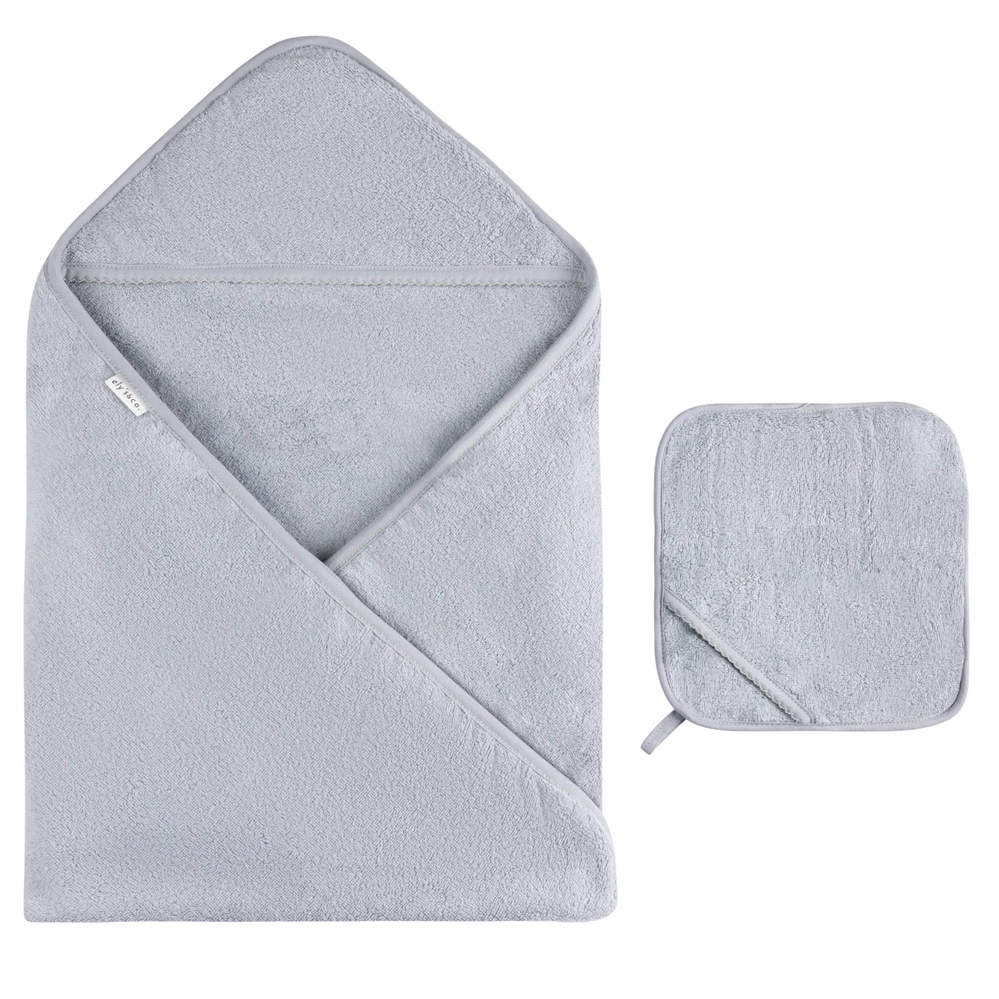 Elys & Co Scalloped Hooded Baby Towel with Pocket Washcloth - Soft Absorbent Bath Towel for Newborns, Infants & Toddlers - Perfect for Bath Time, Swimming & Beach Outings