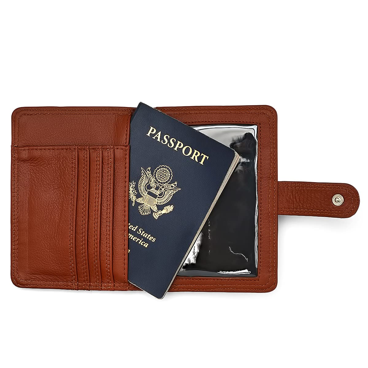 RFID Blocking Leather Passport Holder & Vaccine Card Wallet - Dark Brown Travel Organizer for Secure Document Protection | Perfect for Airports, Vacations, and International Trips