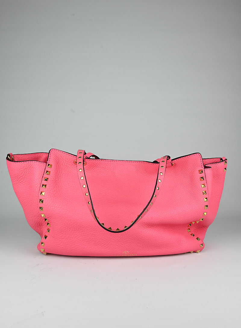 Valentino Rockstud Leather Tote Bag in Pink - Stylish Designer Handbag for Women, Perfect for Work, Travel & Everyday Use