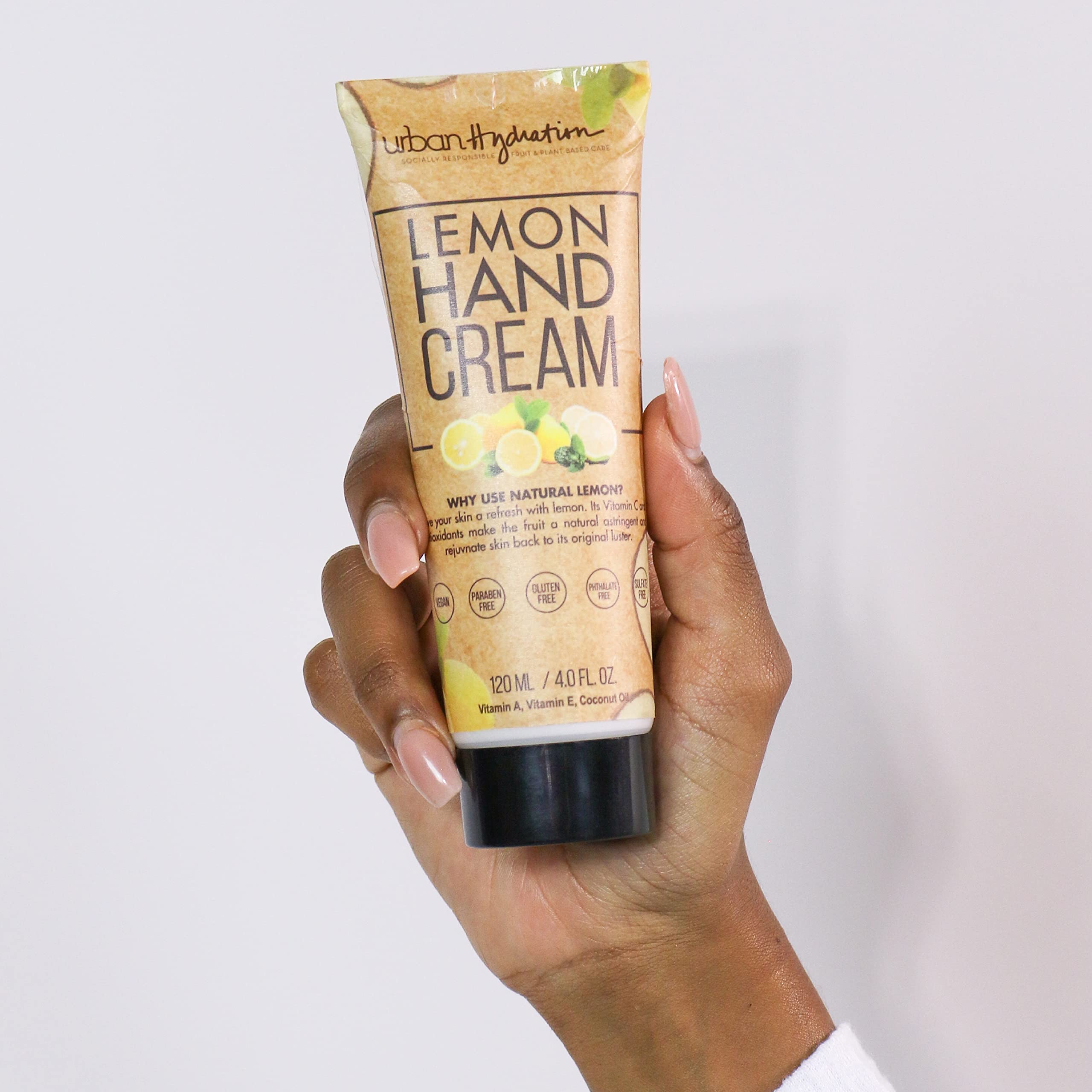 Urban Hydration Lemon Hand Cream - 4 oz Moisturizing Lotion for Dry Skin - Perfect for Office, Travel & Daily Hand Care