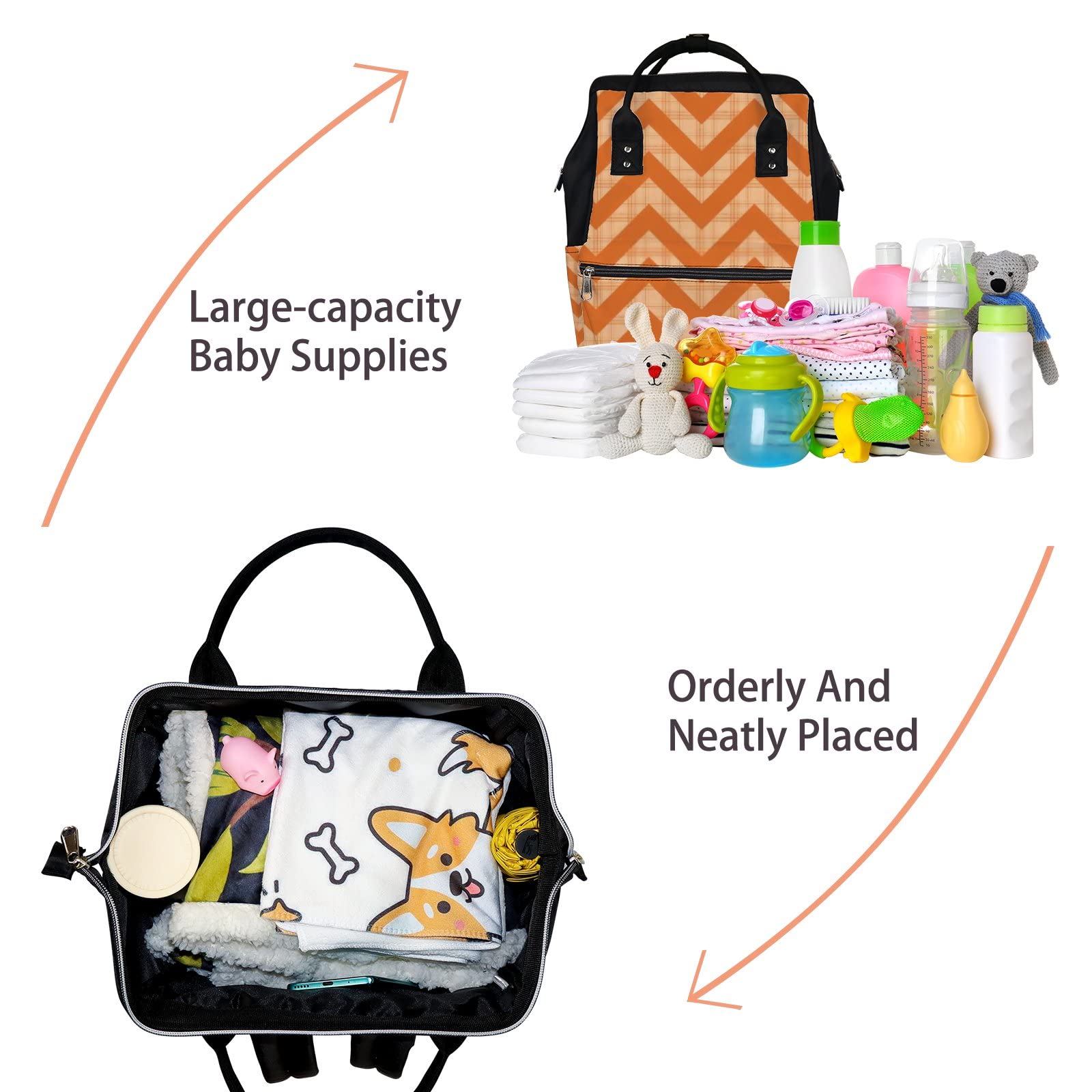 Multifunctional Waterproof Diaper Backpack for Moms - Large Capacity Baby Nappy Bag with Wavy Stripes Design | Perfect for Nursing, Travel & Daily Use with Baby
