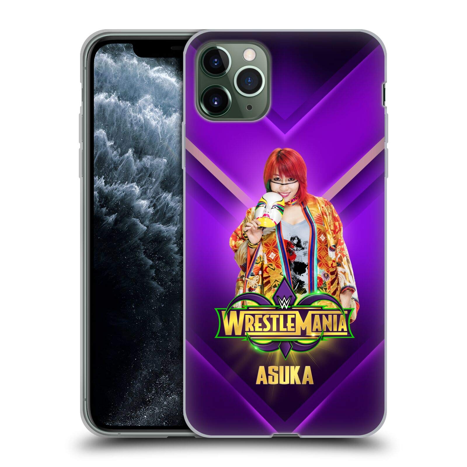Official WWE Asuka Wrestlemania 34 Superstars Soft Gel Phone Case for Apple iPhone 11 Pro Max - Durable Protection with Stylish Wrestling Design, Perfect for WWE Fans and Daily Use