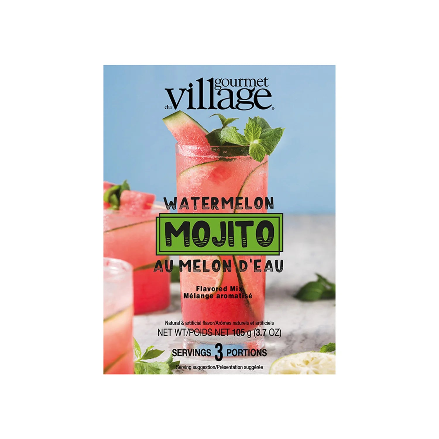 Gourmet Du Village Watermelon Mojito Cocktail Mix - Refreshing Summer Drink Mix for Parties, BBQs & Poolside Relaxation