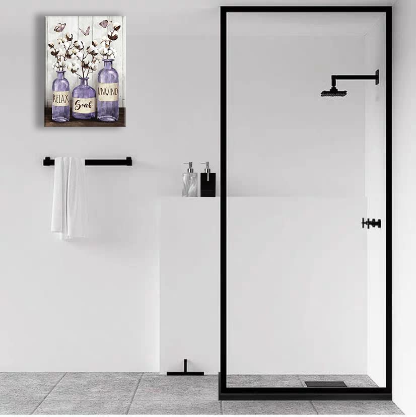 Rustic Farmhouse Bathroom Wall Art - Purple Canvas Prints 16