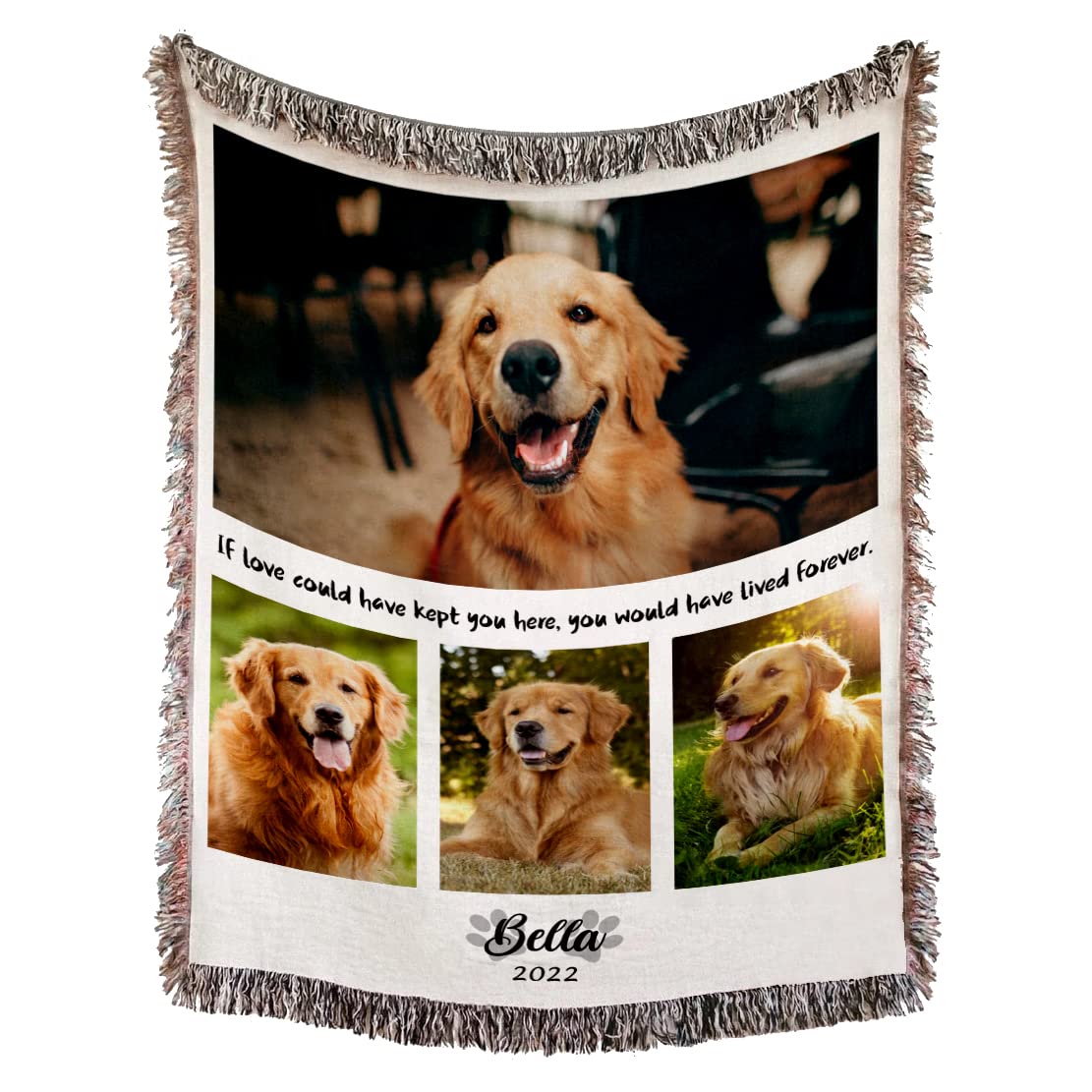 **Custom Personalized Pet Memorial Blanket - 60x80 Inch Dog Cat Loss Gift, Sympathy Photo Blanket for Pet Remembrance, Soft Woven Throw Blanket - Perfect for Comfort, Grieving, and Honoring Beloved Pets**