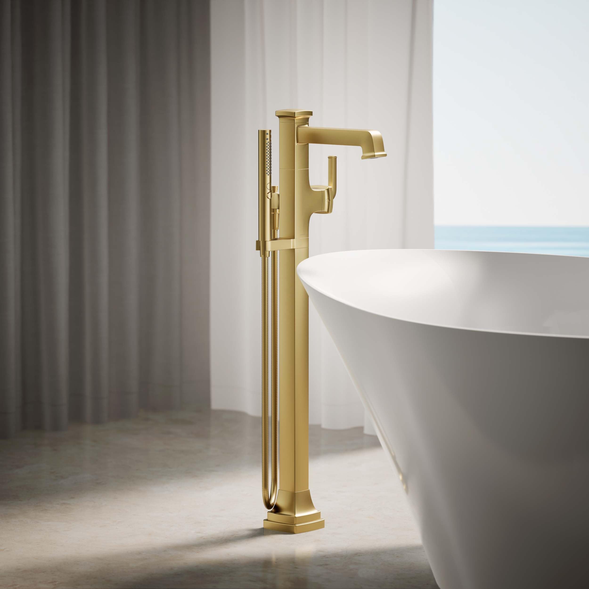 KOHLER RIFF® Freestanding Bathroom Faucet Trim - Modern Matte Black Bathroom Sink Faucet for Vanity, Vessel Sink, and Luxury Home Decor