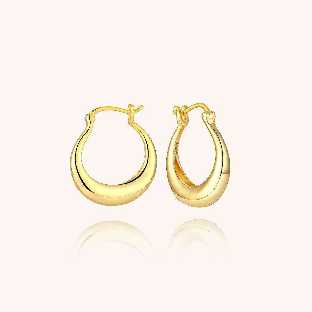 14K Gold Medium Hoop Earrings for Women - Classic Circle Huggie Earrings - Perfect for Everyday Wear, Office & Date Night