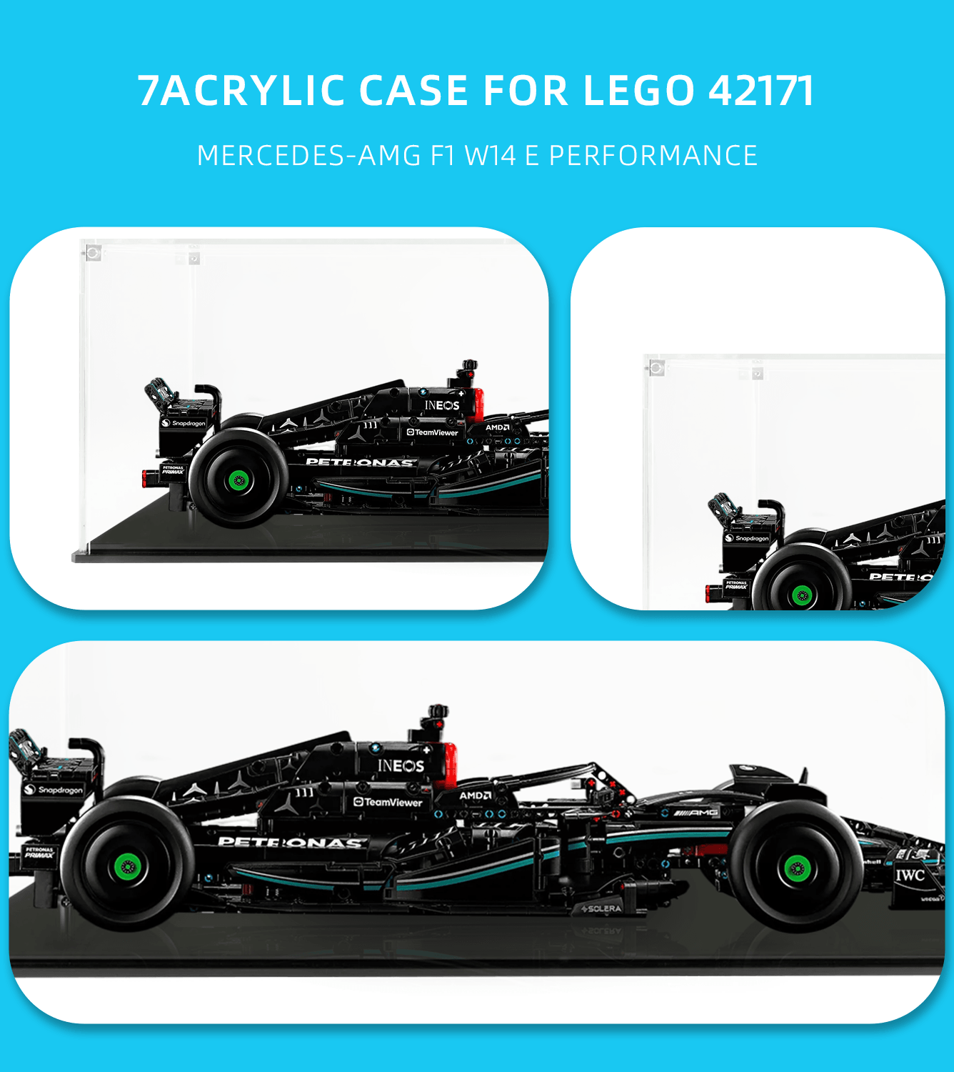 LEGO Technic Mercedes AMG F1 W14 E Performance 42171 Display Case - Clear Acrylic Showcase for Collectible Car Model - Perfect for Home Decor, Office Display & Gift for LEGO Enthusiasts