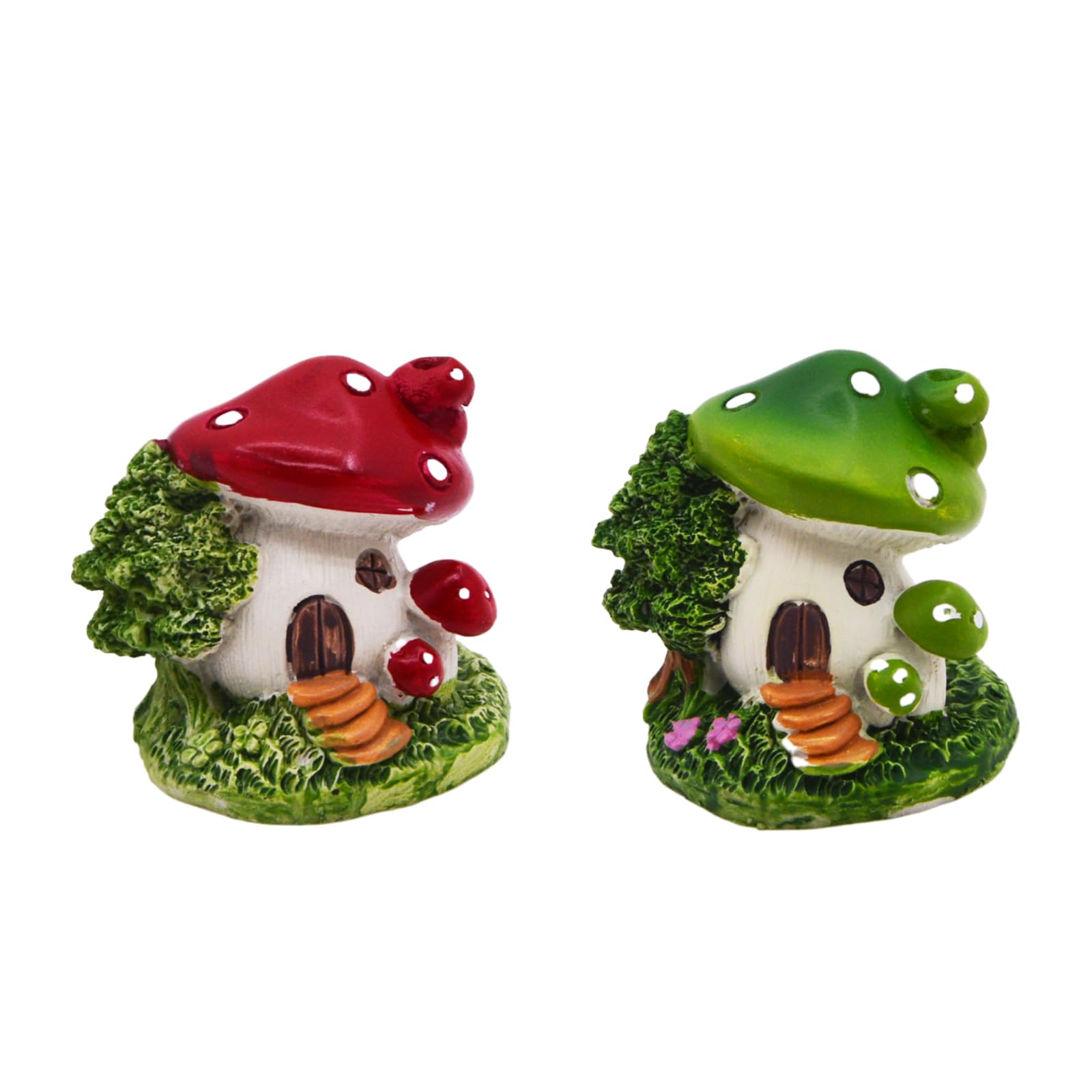 Mushroom House Ornament - 2PCS Resin Fairy Garden Decor for Aquarium, Lawn, Fairy Garden & Home Decoration | Perfect for DIY Landscaping, Terrariums & Tabletop Displays
