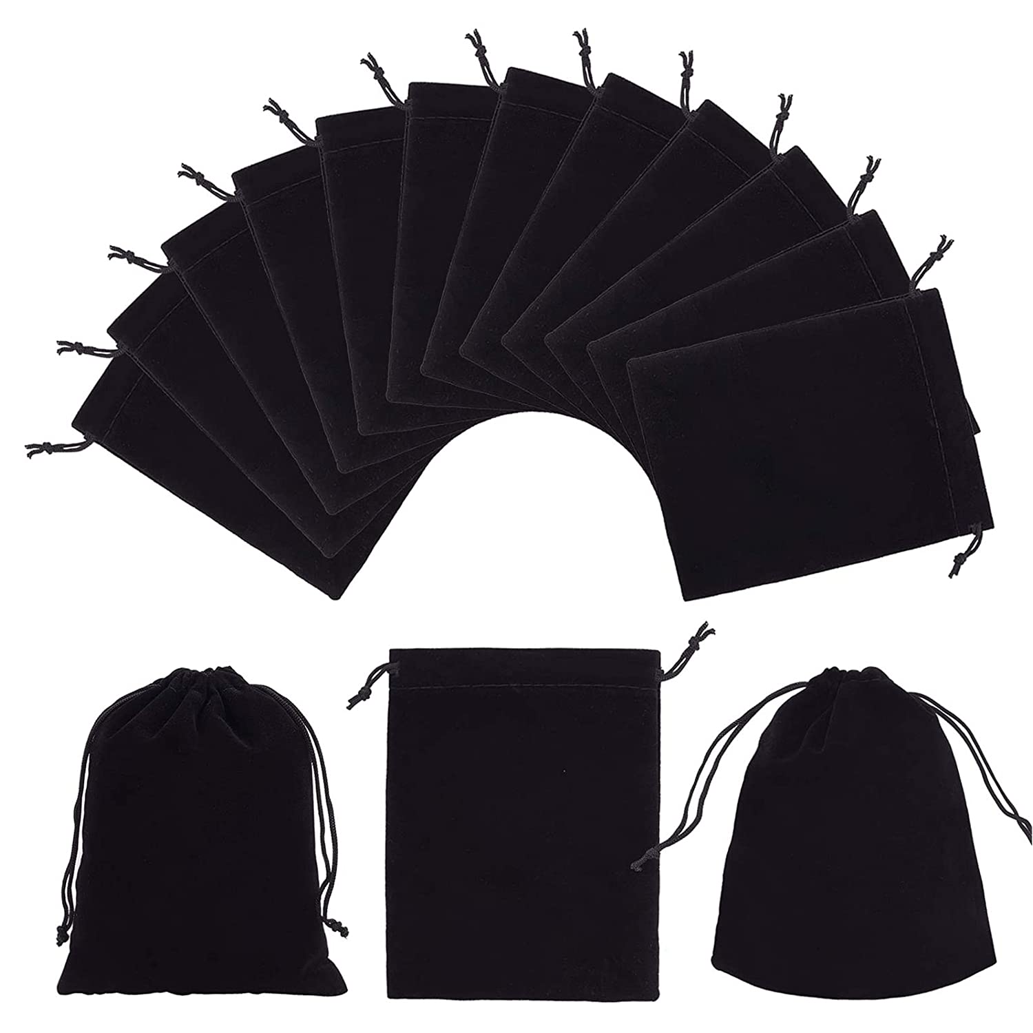 30 Pcs Luxurious Velvet Drawstring Jewelry Bags - Soft Gift Pouches for Christmas, Wedding, Birthday Party Favors (9x12cm, Black) - Perfect for Jewelry Storage, Bridesmaid Gifts & Event Decorations