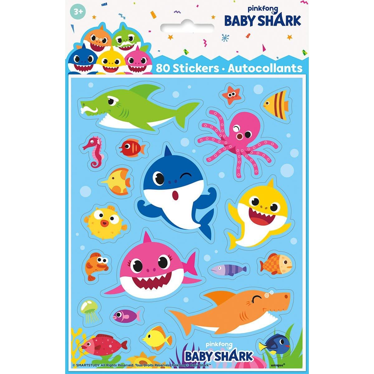 Baby Shark Stickers for Kids - 80-Piece Pack - Fun Decals for Water Bottles, Laptops & School Supplies