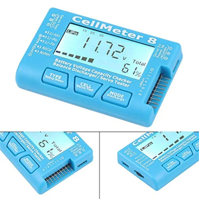 Digital RC Battery Capacity Tester - Voltage Checker & Balance Discharge with Servo Tester for LiPo NiMH Batteries | Perfect for RC Cars, Drones, and Hobby Electronics