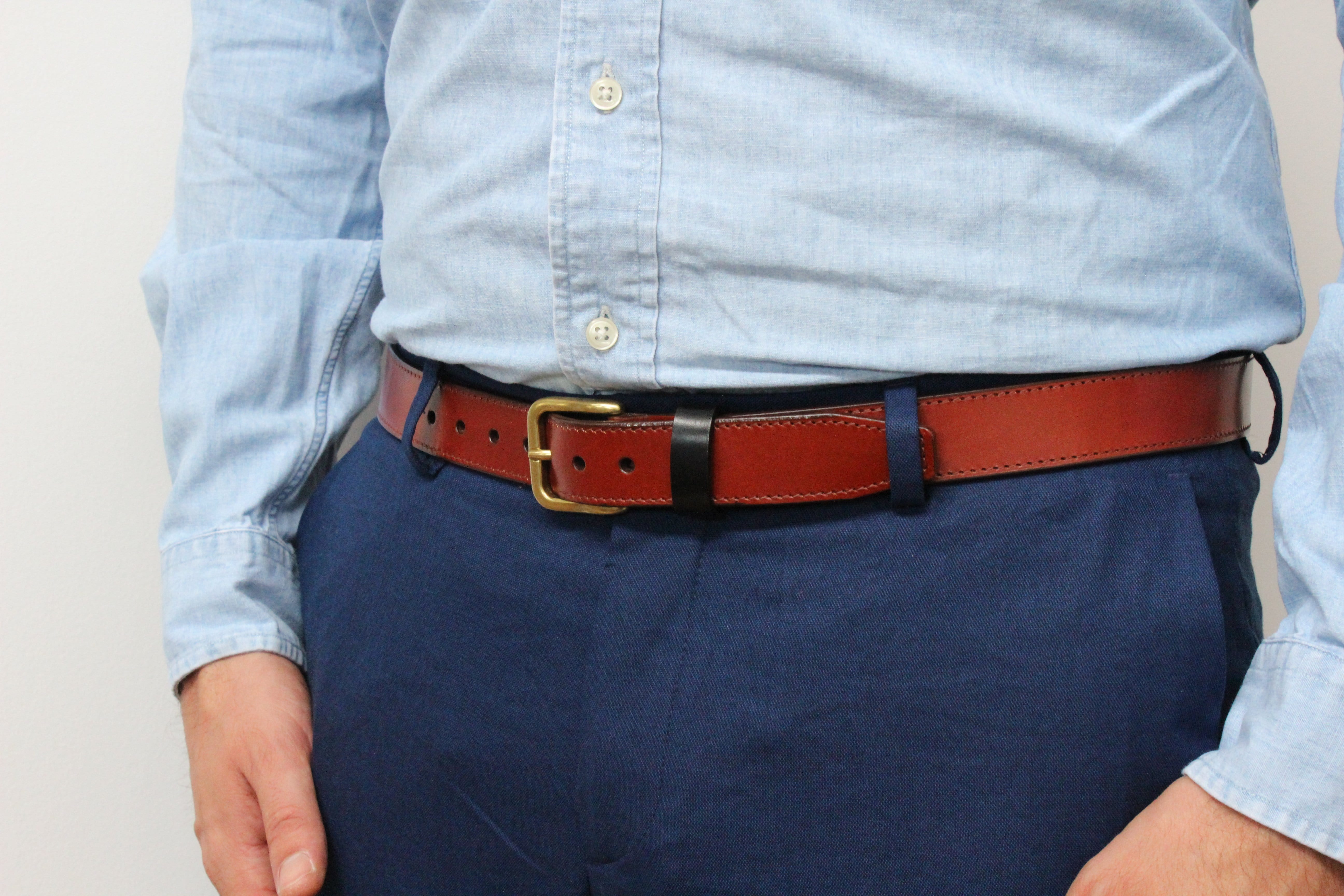 Premium Genuine Brown Leather Dress Belt with Interchangeable Keeper - Classic Formal & Business Attire Accessory for Men