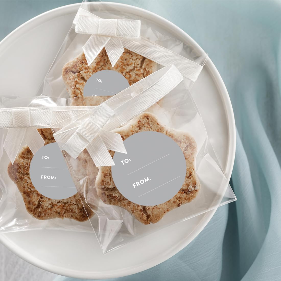 Andaz Press Circle Gift Labels - 40-Pack Modern Gray To/From Stickers for Holiday Gifts, Party Favors & Wedding Presents