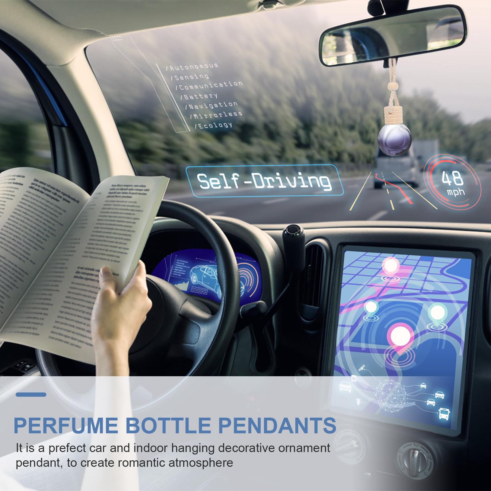VOSAREA 20pcs Empty Glass Car Air Freshener Hanging Bottles - Essential Oil Diffuser & Perfume Dispenser for Auto, Vehicle, Wardrobe - Perfect for Aromatherapy, Home & Car Decor