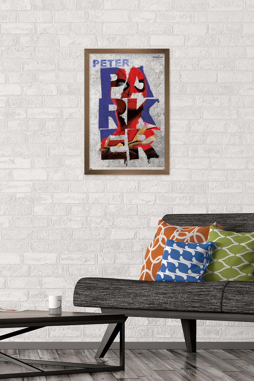 Marvel Spider-Man: No Way Home Wall Poster - 22.4x14.7 Inches Bronze Framed Art Print | Peter Parker Superhero Decor for Bedroom, Living Room & Office