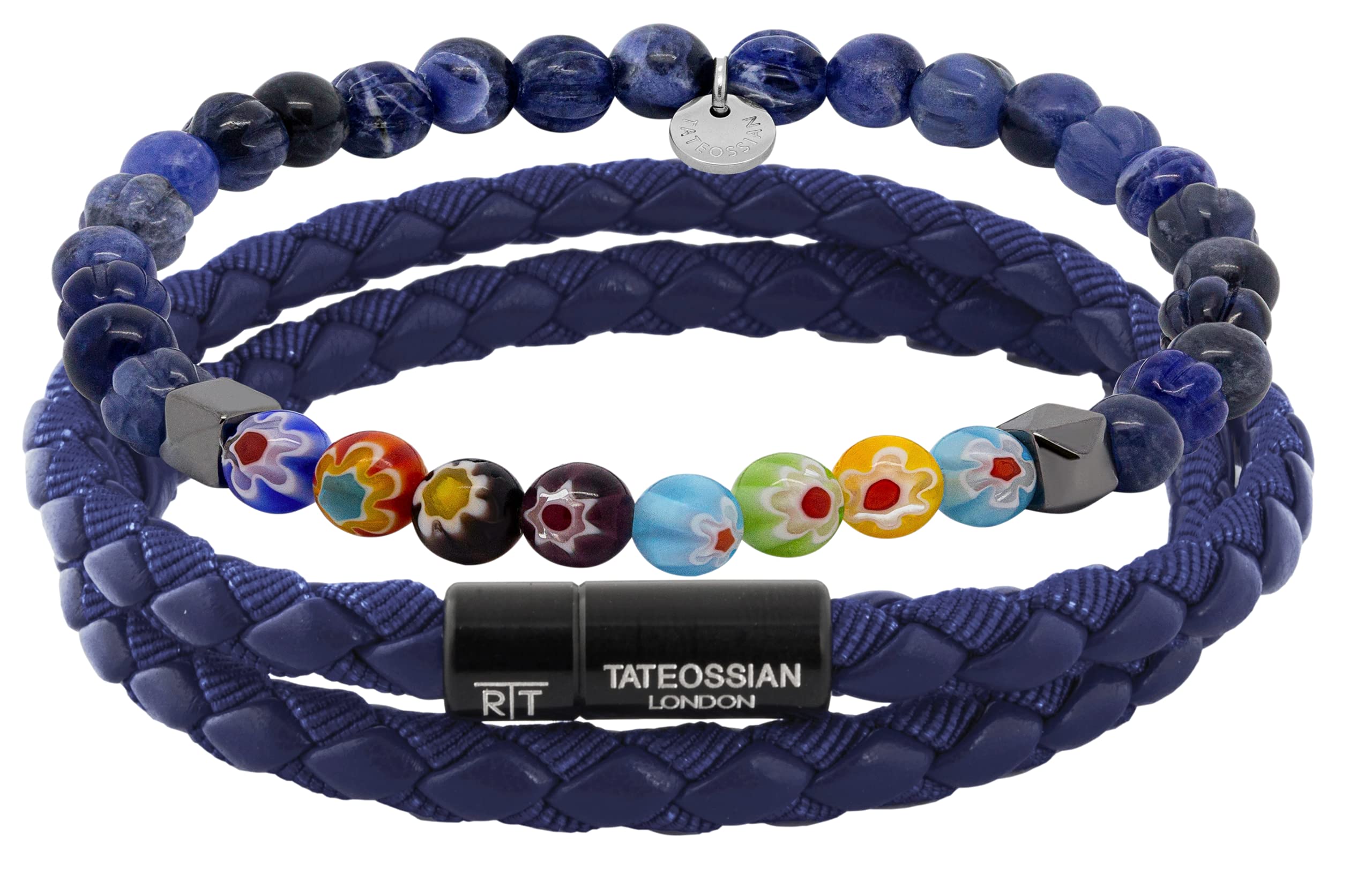 Premium 6MM Stainless Steel Sodalite & Millefiori Beads Double Wrap Bracelet for Women - Boho Chic Handmade Jewelry for Yoga, Meditation & Everyday Wear