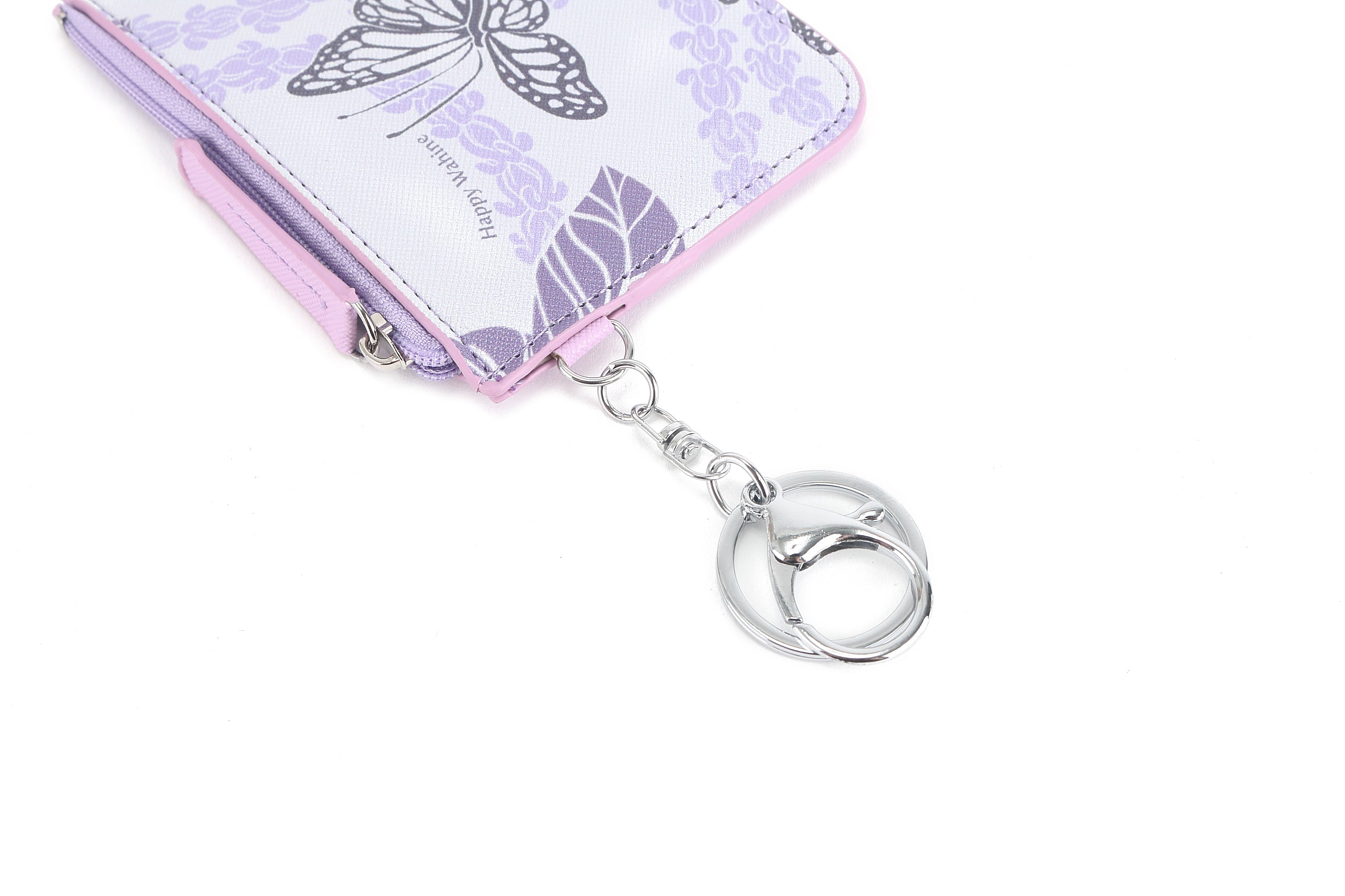 May Crownflower Purple Leather Card Holder - Slim RFID Blocking Wallet for Credit Cards & ID - Perfect for Travel, Business, and Everyday Use