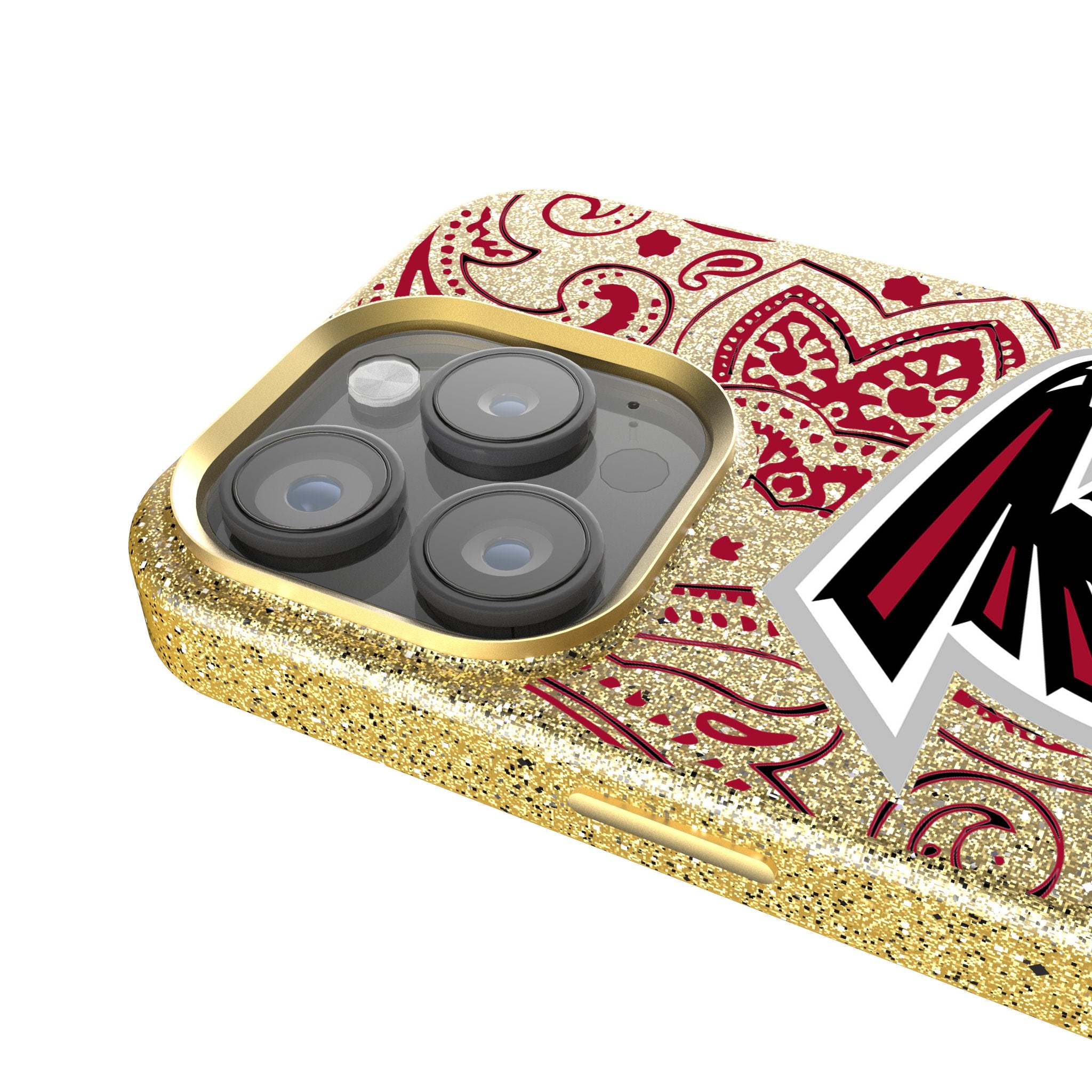 Atlanta Falcons Paisley Bling Rhinestone Phone Case for iPhone & Samsung - Stylish NFL Team Protective Cover for Football Games & Fan Events