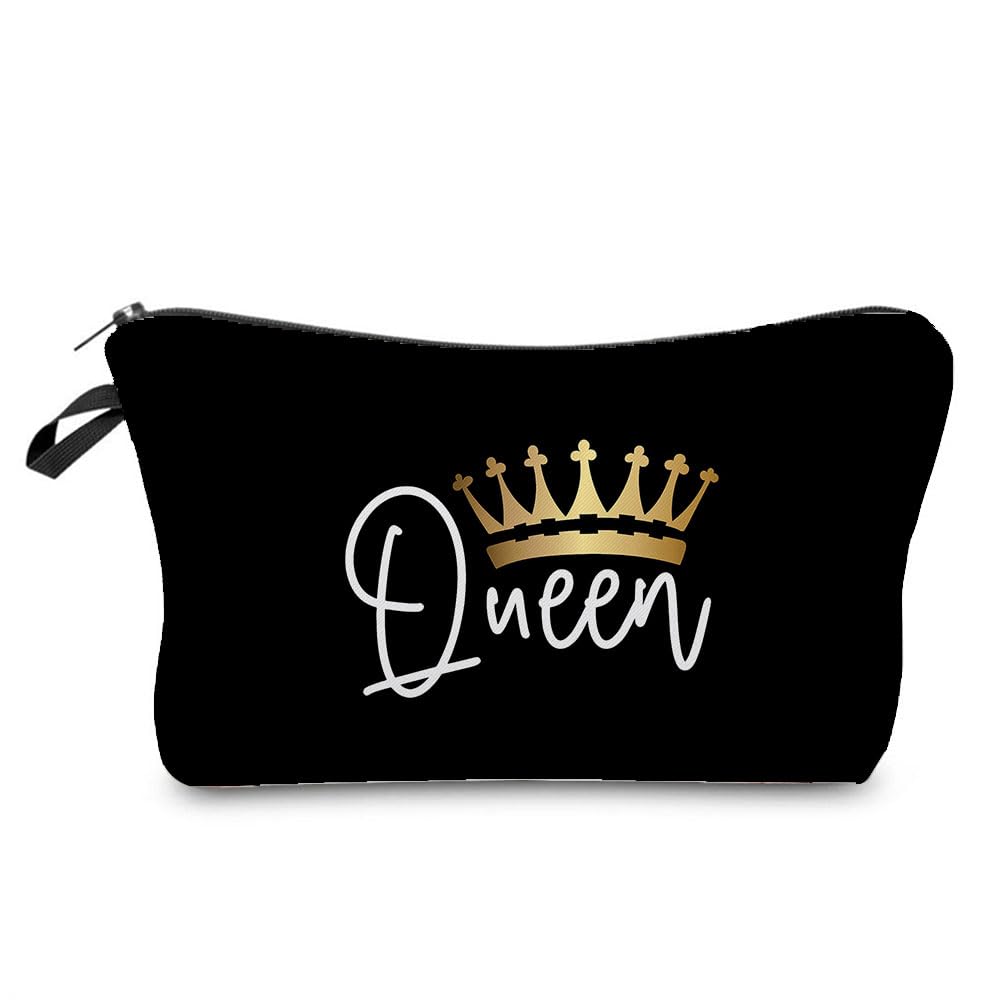 Women's Crown Print Travel Makeup Bag - Small Cosmetic Pouch Gift for Travel & Parties
