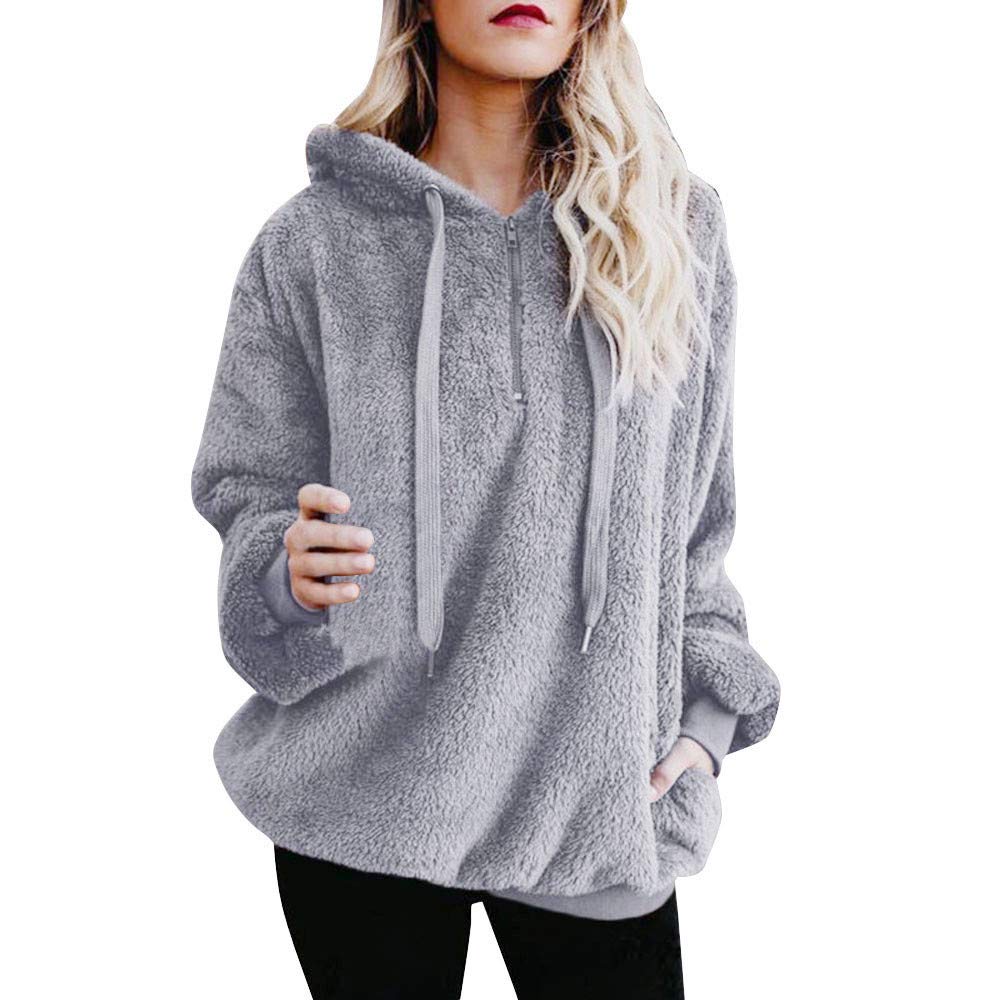 FORUU Women's Fashion Hooded Sweatshirt - Soft Comfy Winter Pullover with Zipper Pocket, Cute Casual Tops & Tees for Everyday Wear, Gym, and Outdoor Activities