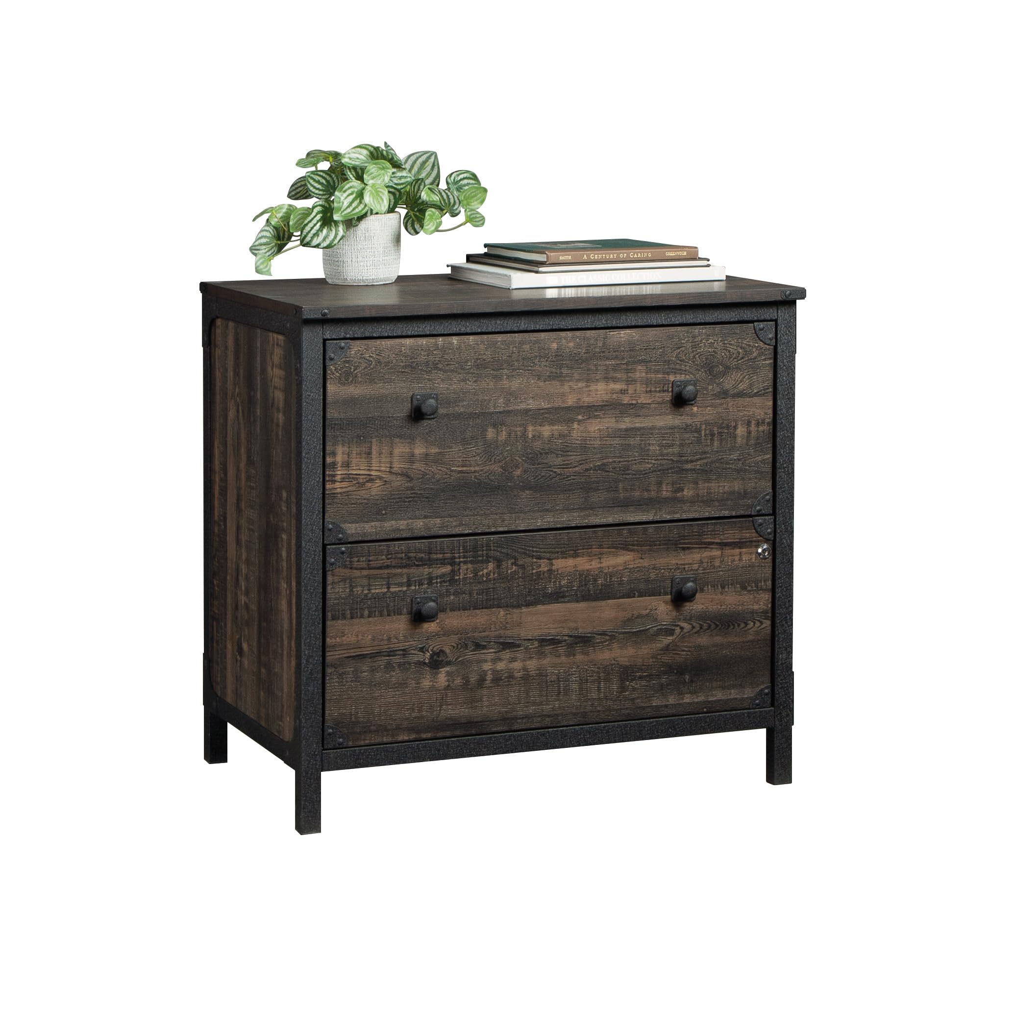 Sauder Steel River Lateral File Cabinet - Carbon Oak Finish - Office Storage Solution for Documents & Files