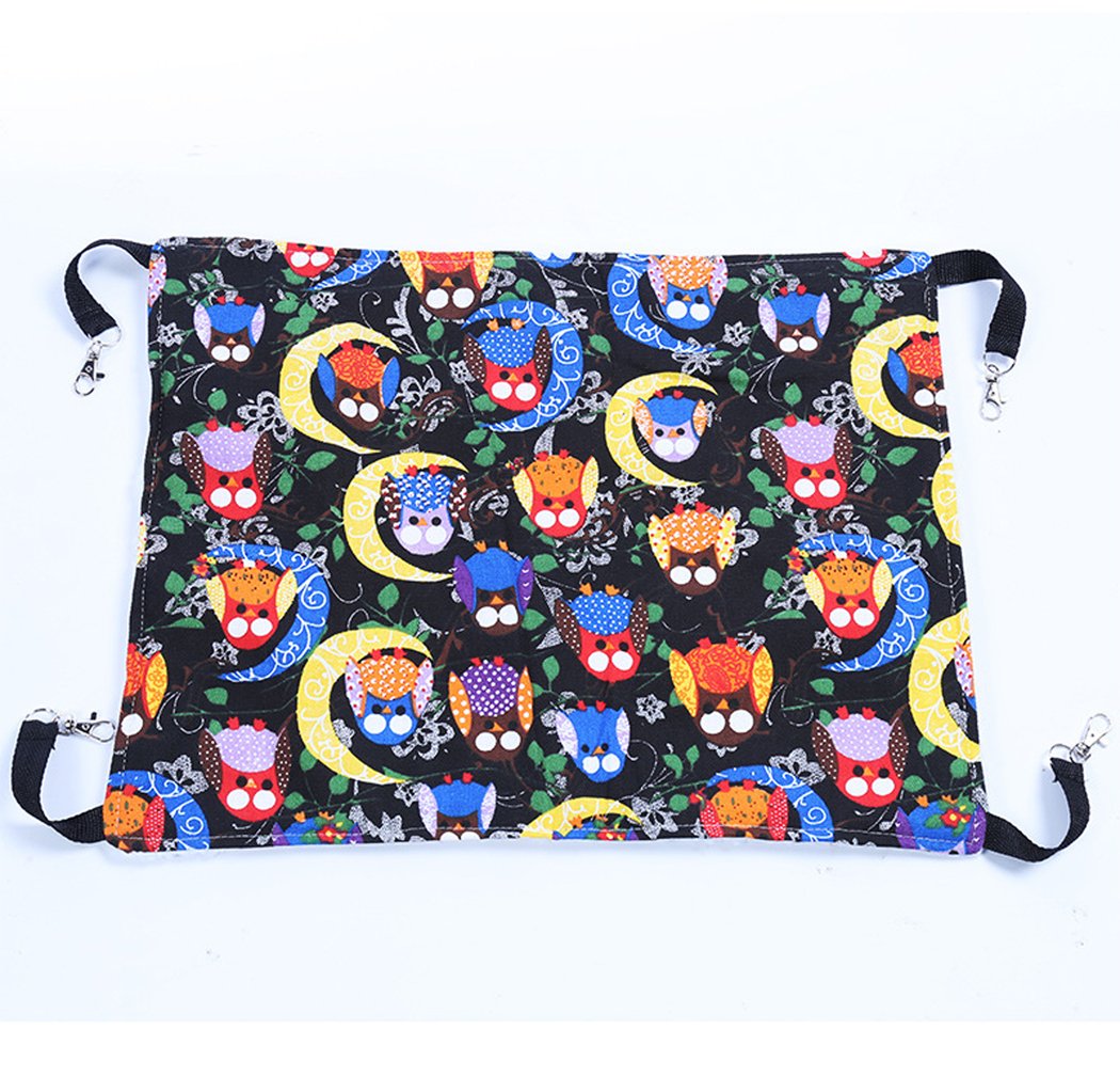 Reversible Cat Hammock Bed for Cage or Chair - Soft Small Pet Bed for Kittens, Ferrets & Rabbits | Cozy Cashmere Owl Print Pad | Perfect for Indoor Lounging & Nap Time