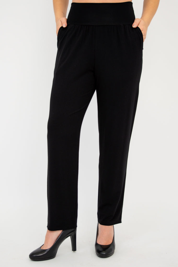 Clair Petite Bamboo Pants for Women - Soft & Comfortable Black Stretch Pants - Perfect for Yoga, Lounge & Travel