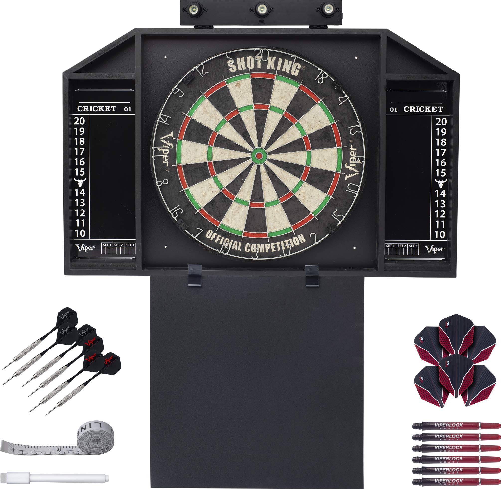 Resolute Dart Backboard - Shot King Viper V100 Standard Red Flights with Viperlock Shaft - Professional Dartboard Accessories for Home, Bar & Game Room