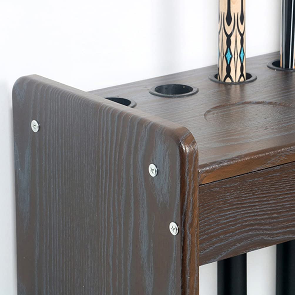 Premium Wooden Floor Stand Pool Cue Holder - 6 Billiard Cue Rack Organizer for Pool Sticks & Fishing Rods | Durable & Stylish Storage Solution for Game Rooms, Bars, and Home Entertainment Spaces