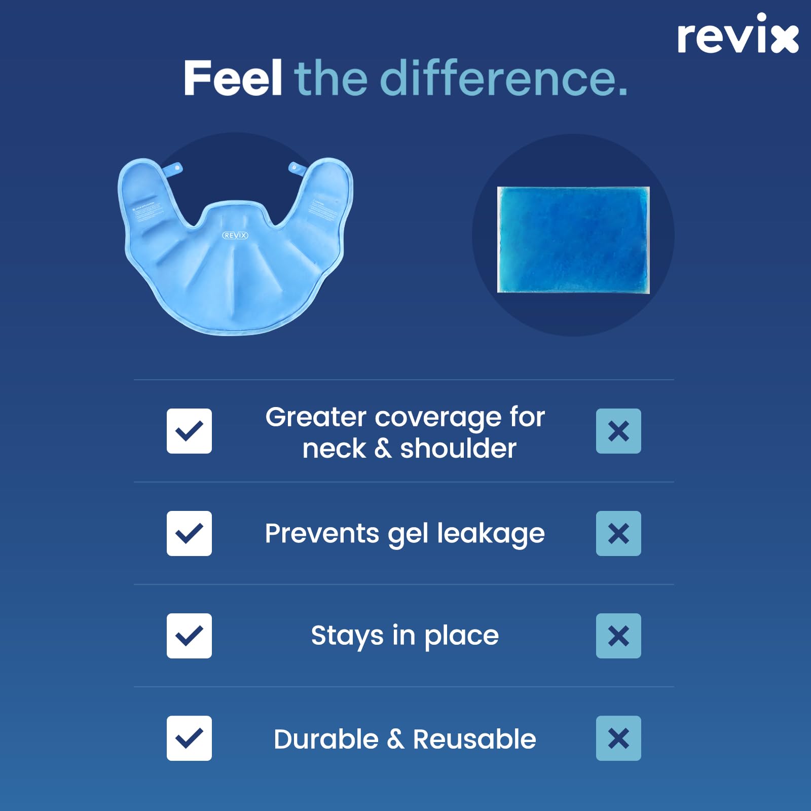 REVIX Large Gel Ice Pack Wrap for Neck, Shoulders & Upper Back Pain Relief - Soft Plush Lining Reusable Cold Compress for Post-Workout Recovery, Muscle Soreness & Injury - Perfect for Athletes, Office Workers & Chronic Pain Sufferers (Blue)