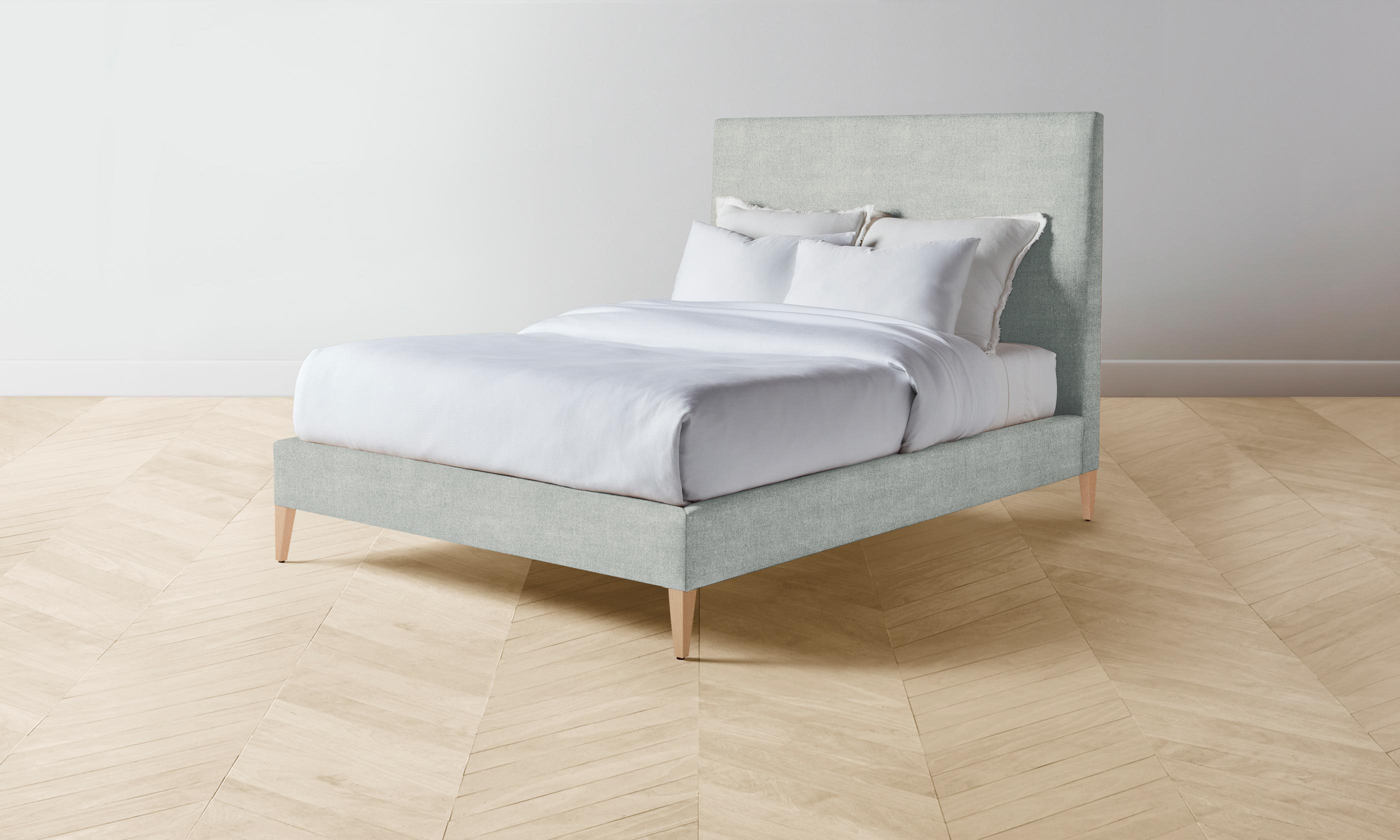 The Essex Bed - Premium Performance Mélange Weave Seaglass King Size Bed Frame | Modern Coastal Bedroom Furniture for Master Suite & Guest Room
