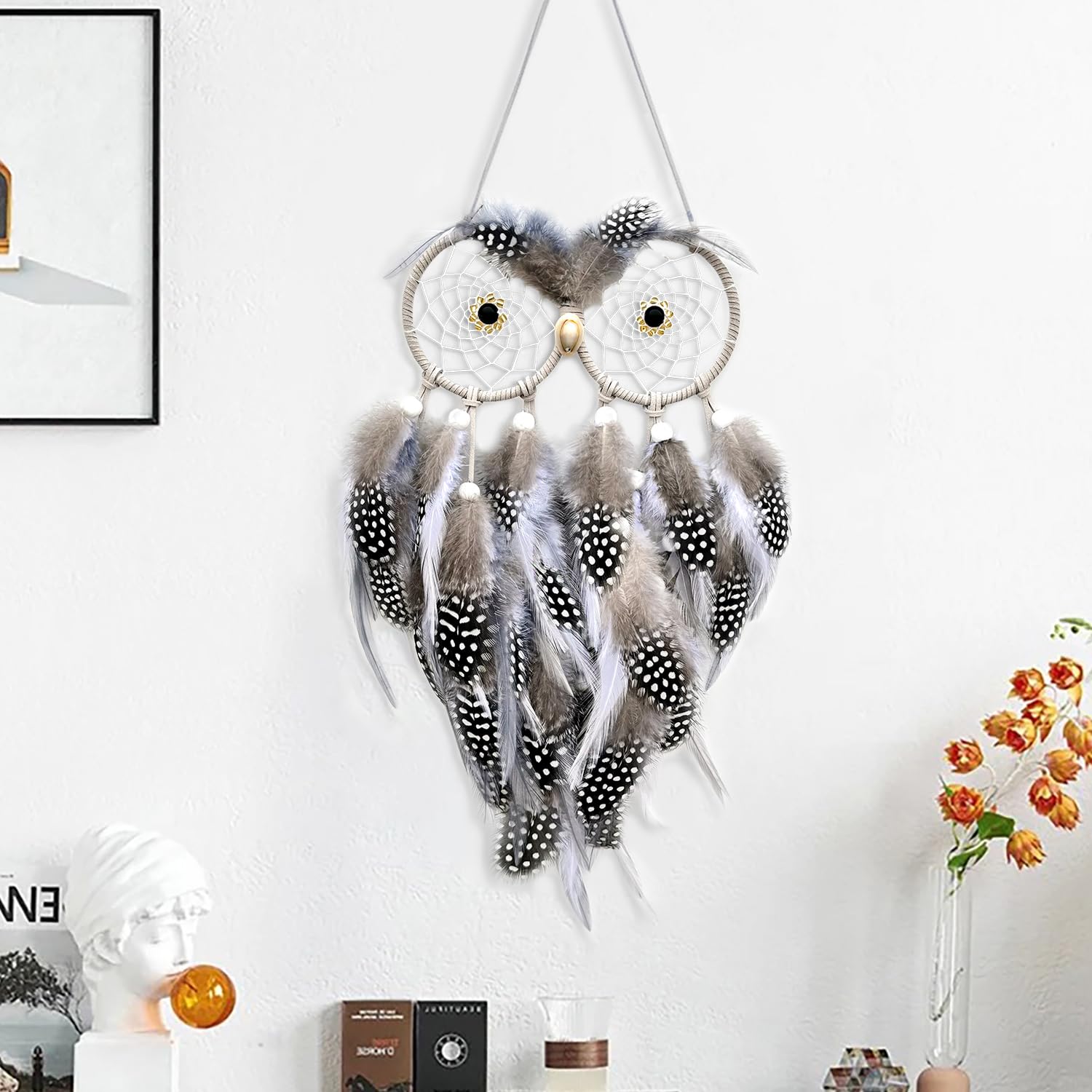 Handmade Owl Dream Catcher - Boys Bedroom Decor, Kids Room Hanging Ornament, Unique Owl-Themed Gift for Home & Nursery Decoration | Perfect for Birthday Presents, Baby Showers & Wall Accents
