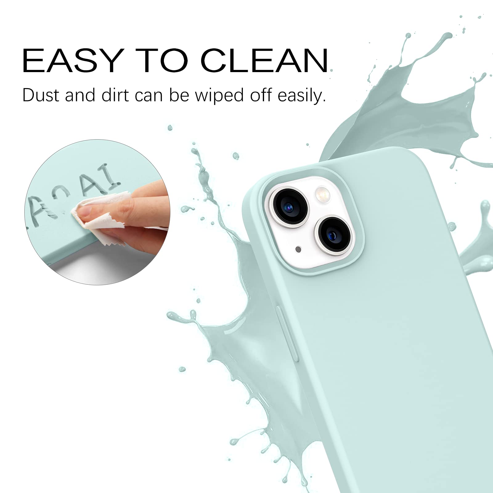 VENINGO iPhone 13 Case (6.1 Inch 2021) - Slim Fit Liquid Silicone Soft Gel Rubber Cover with Microfiber Lining | Shockproof, Anti-Scratch Protective Phone Case | Mint Green | Perfect for Everyday Use, Travel & Outdoor Activities