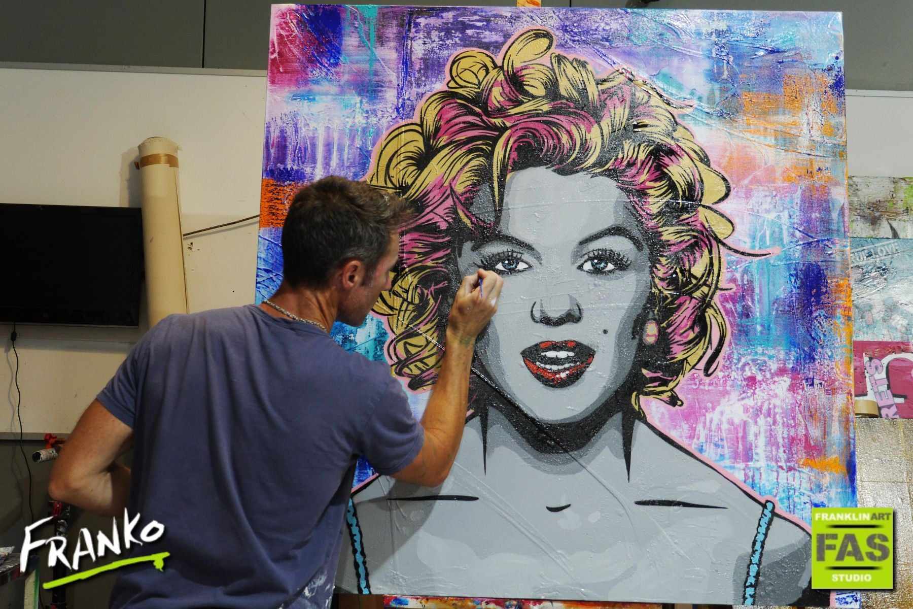 120cm x 120cm Marilyn Monroe Grunge Urban Pop Art Canvas Painting - Wall Decor for Living Room, Bedroom & Office