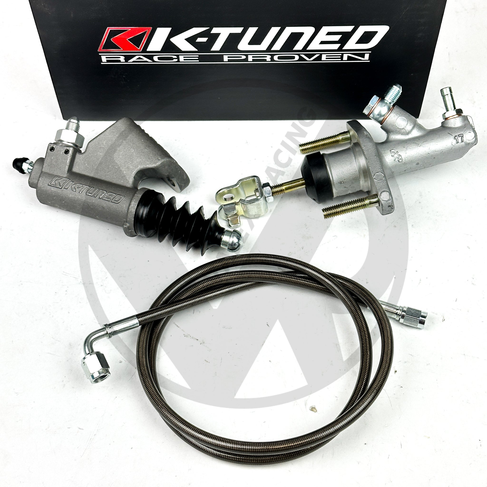 Bolt In EM1 CMC & K Tuned Slave Kit for 2002-2005 Honda Civic EP3 with Stainless Steel Braided Clutch Line - Performance Upgrade for Racing & Street Driving